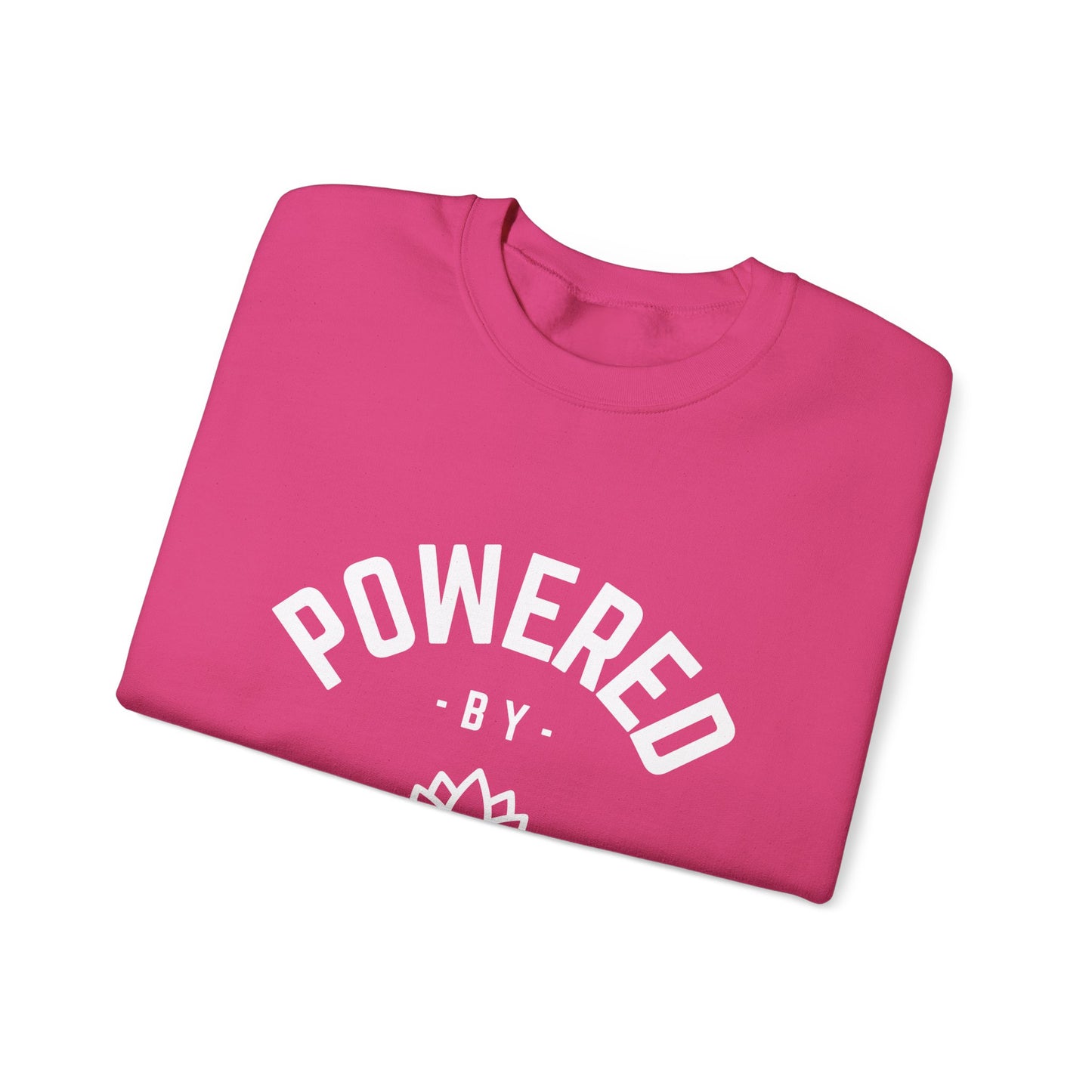 Powered by Pilates Yoga Slogan sweatshirt, for pilates, yoga, fitness, well-being, wellness, mindfulness, bold, activewear, athleisure, statement sweatshirt
