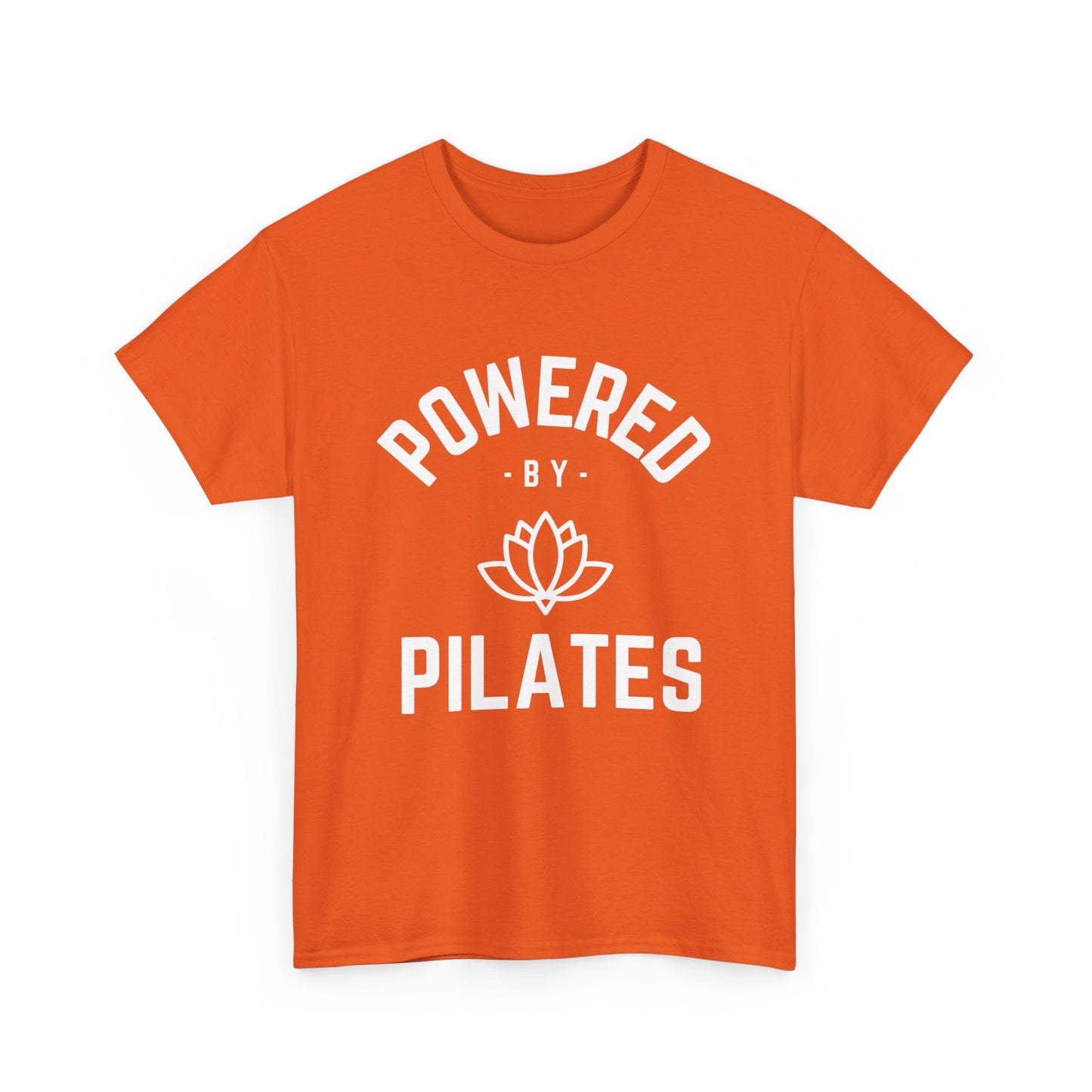 Powered by Pilates Yoga Cotton Slogan T-shirt, for pilates, yoga, fitness, well-being, wellness, mindfulness, bold, activewear, athleisure, statement tee