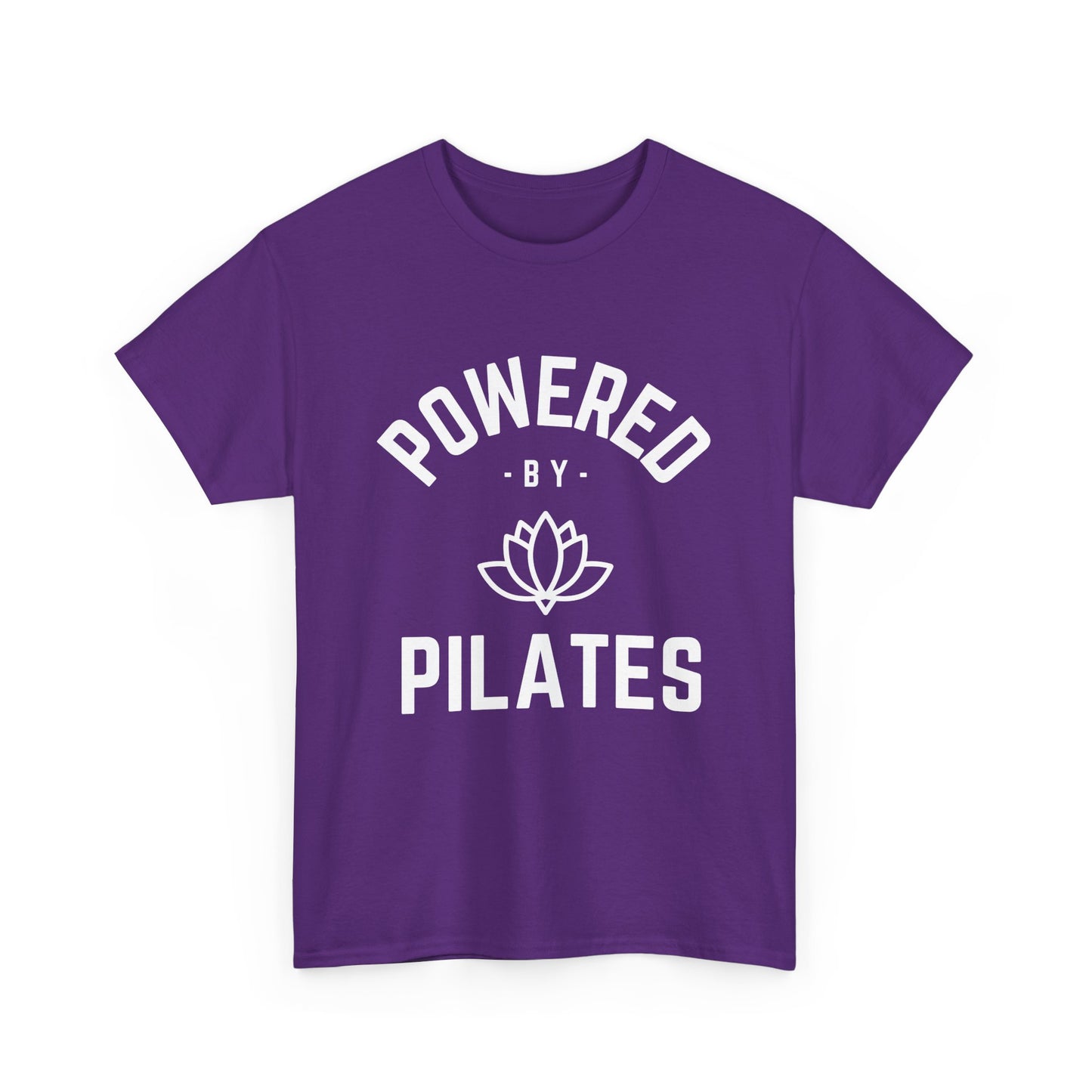 Powered by Pilates Yoga Cotton Slogan T-shirt, for pilates, yoga, fitness, well-being, wellness, mindfulness, bold, activewear, athleisure, statement tee
