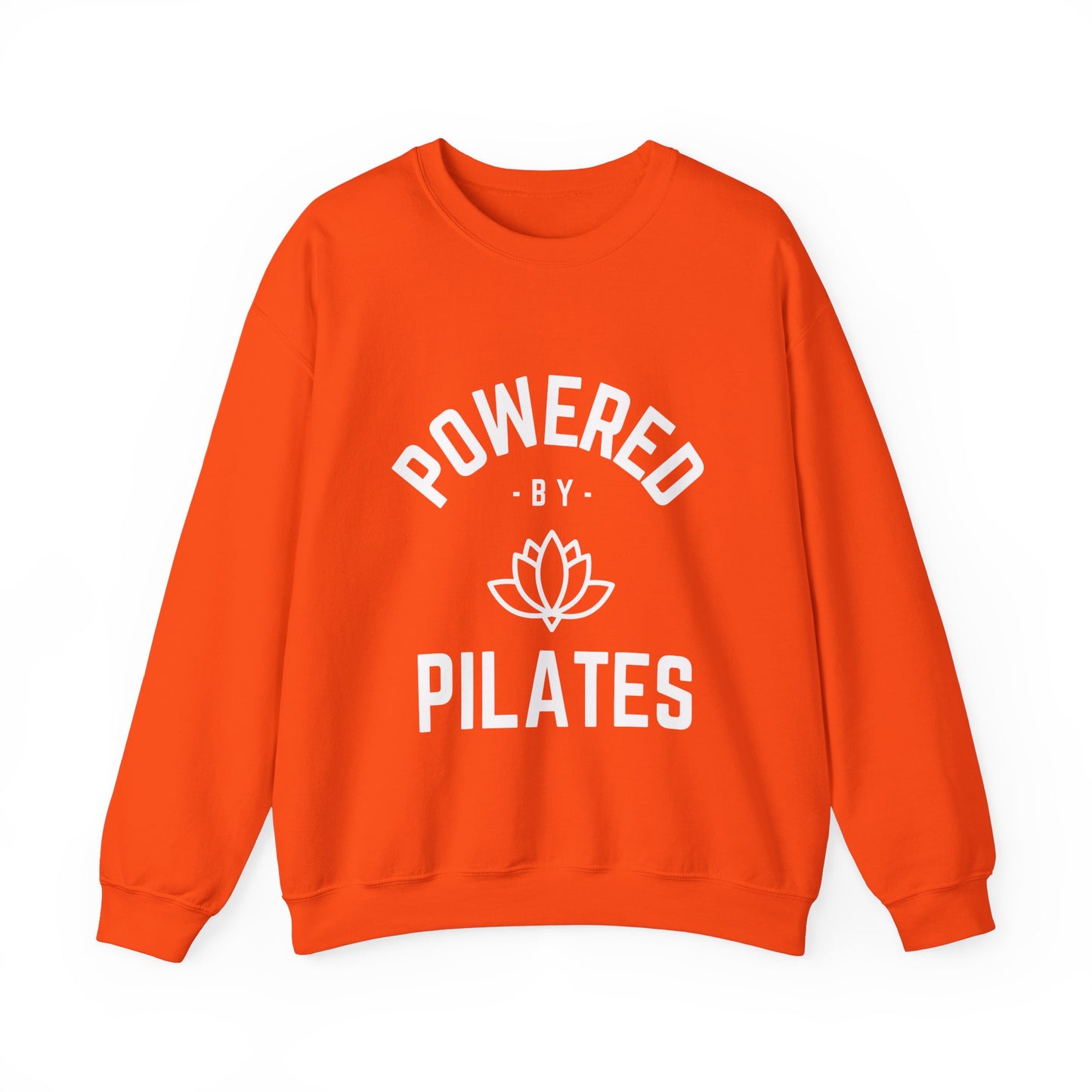 Powered by Pilates Yoga Slogan sweatshirt, for pilates, yoga, fitness, well-being, wellness, mindfulness, bold, activewear, athleisure, statement sweatshirt