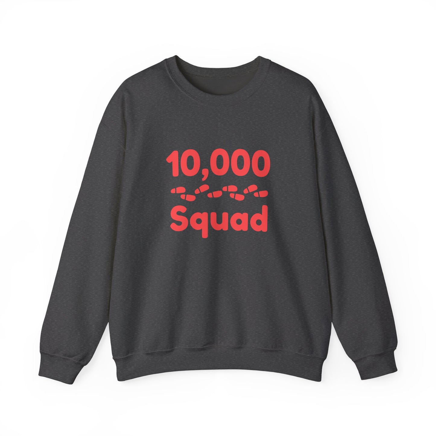 10,000 Steps Squad slogan women's sweatshirt, for walking 10,000 steps a day, keeping active, outdoor fitness, exercise, well-being statement top