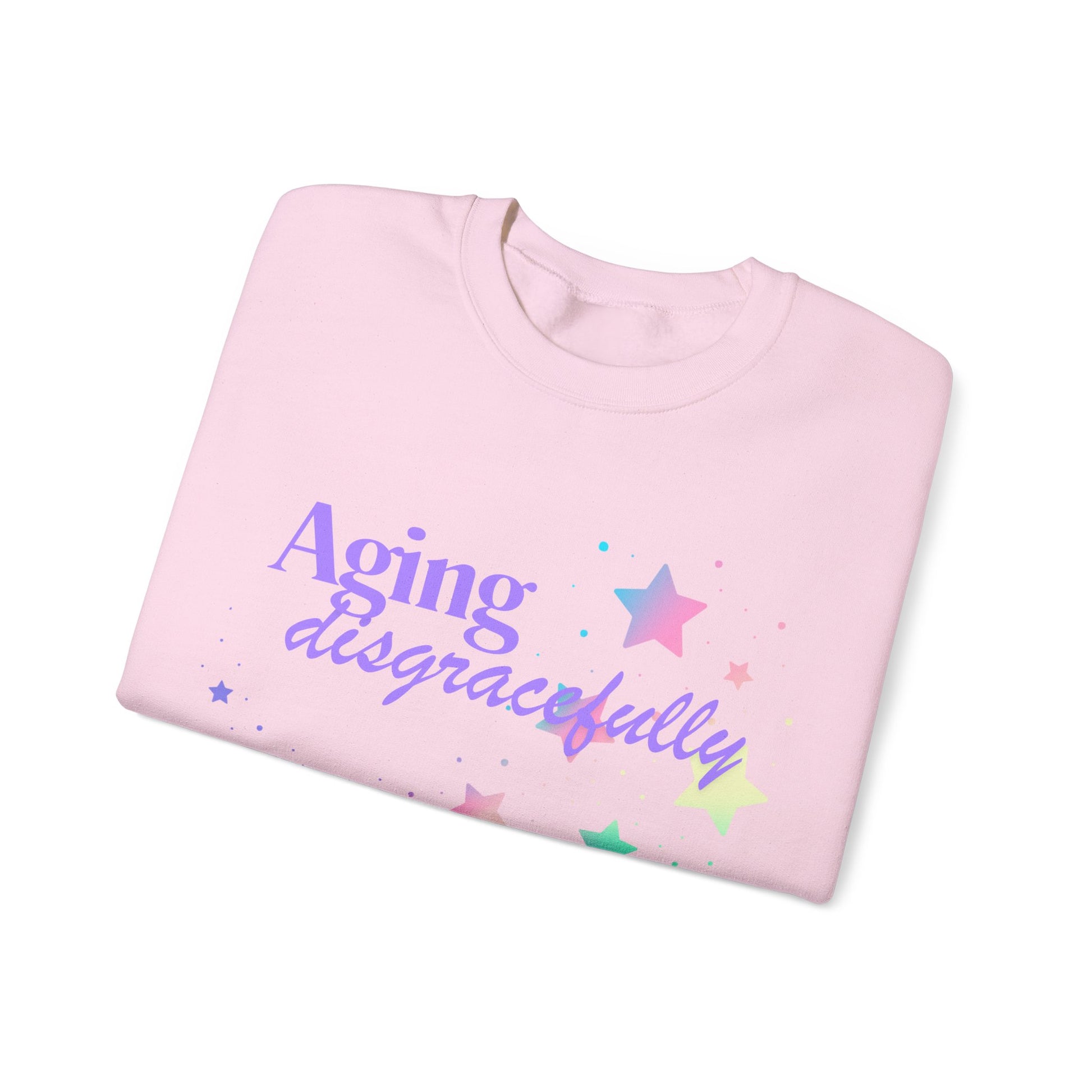 Aging Disgracefully slogan sweatshirt, fun, quirky, bold, age-positive statement top, gift for women embracing empowerment, freedom and confidence in midlife