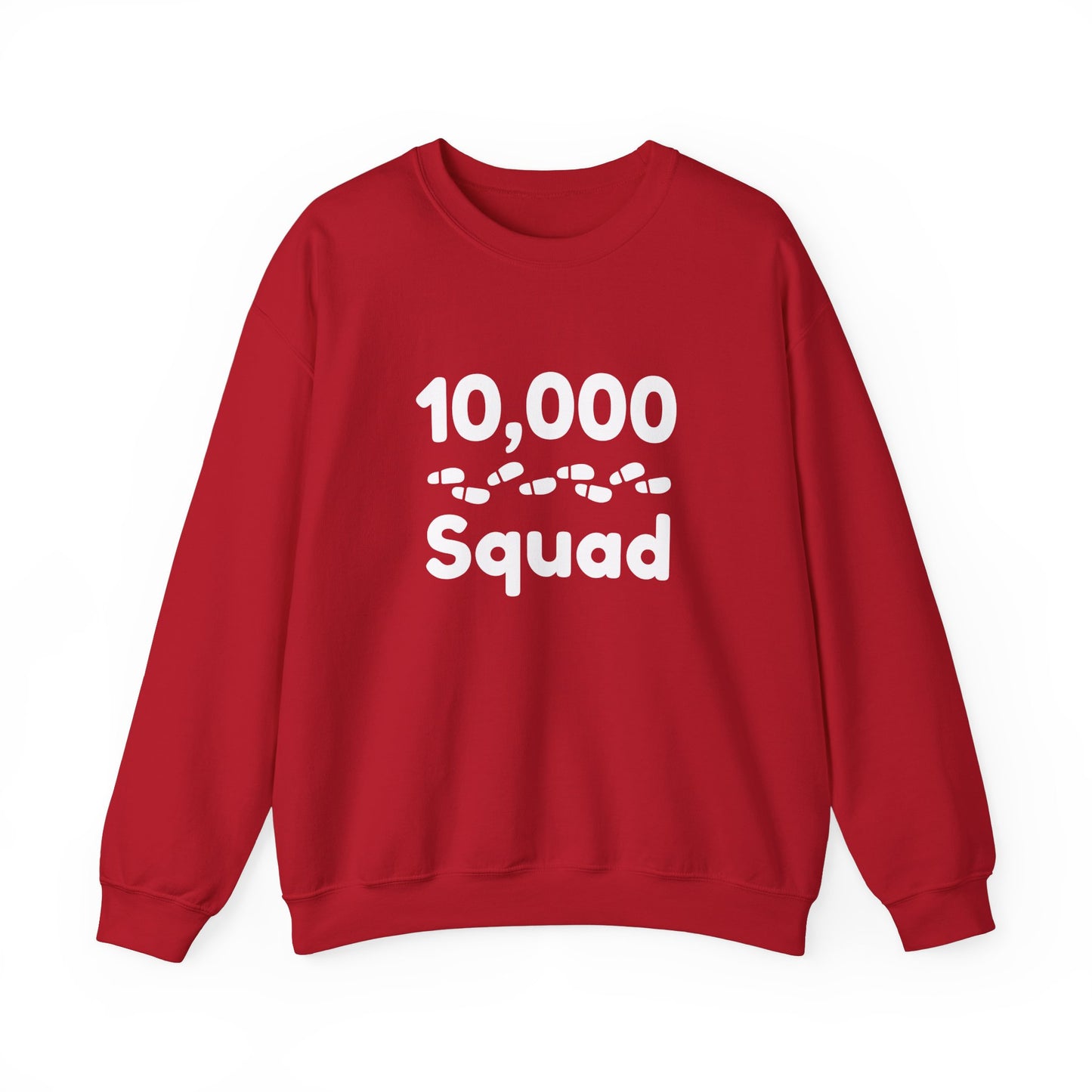 10,000 Steps Squad slogan women's sweatshirt, for walking 10,000 steps a day, keeping active, outdoor fitness, exercise, well-being statement top