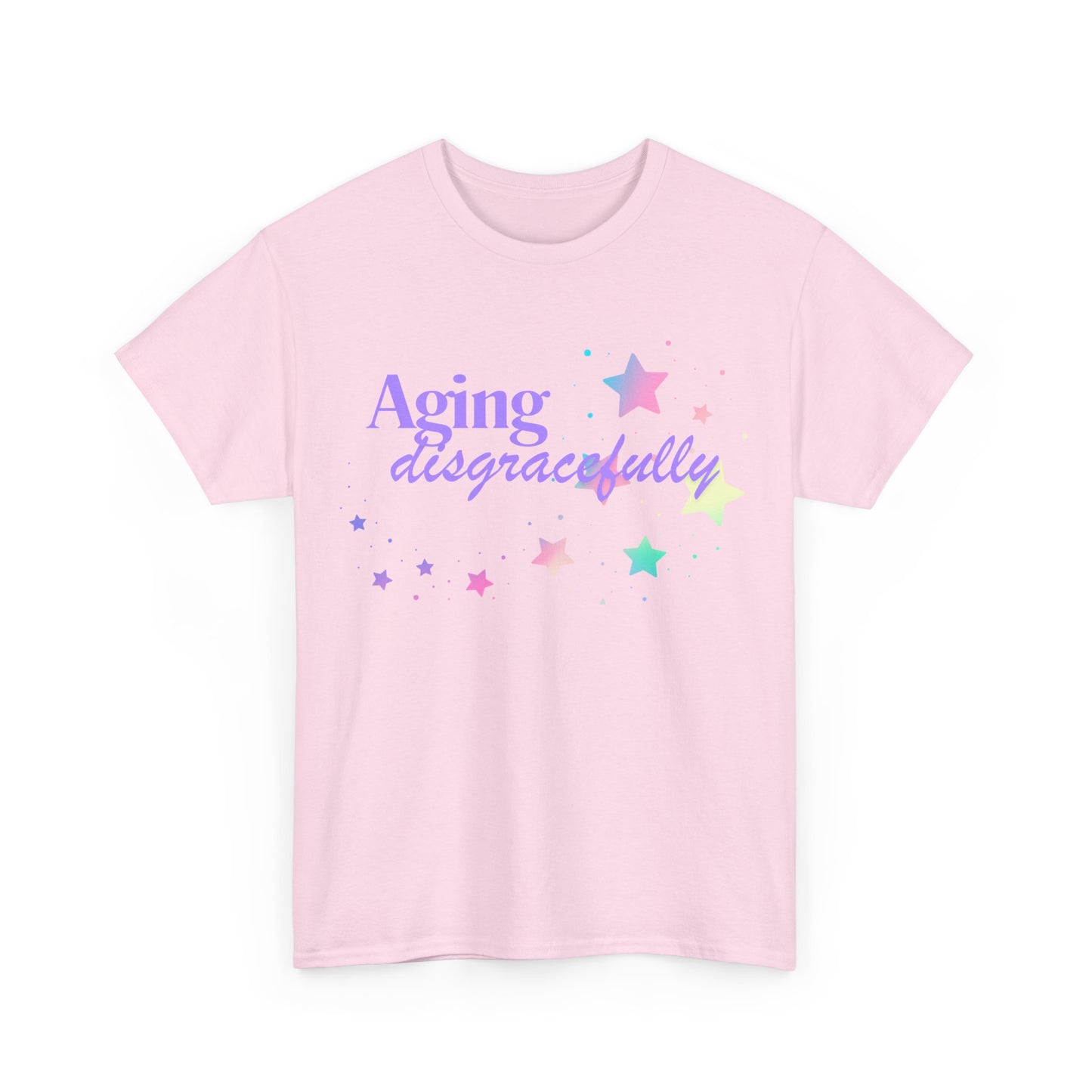 Aging Disgracefully slogan T-shirt, fun, quirky, bold, age-positive statement tee, gift for women embracing empowerment, freedom and confidence in midlife