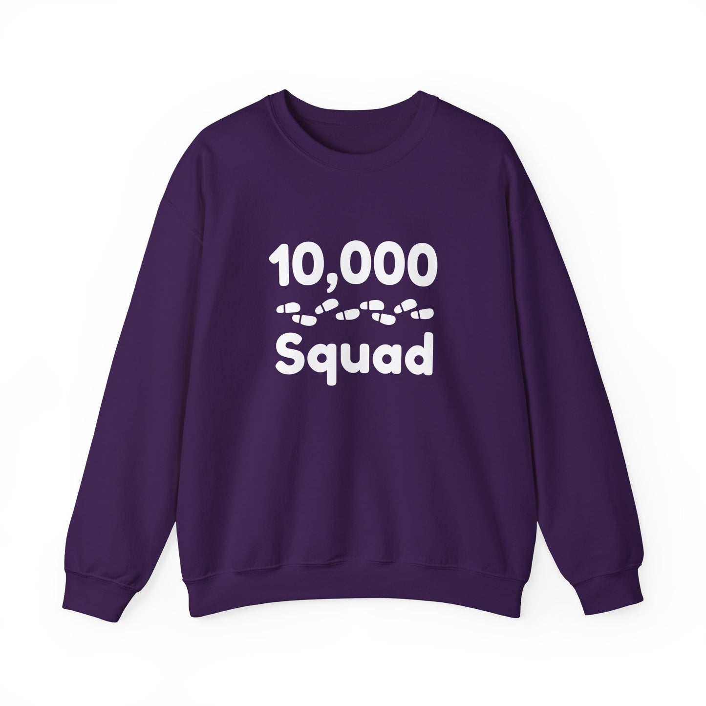 10,000 Steps Squad slogan women's sweatshirt, for walking 10,000 steps a day, keeping active, outdoor fitness, exercise, well-being statement top