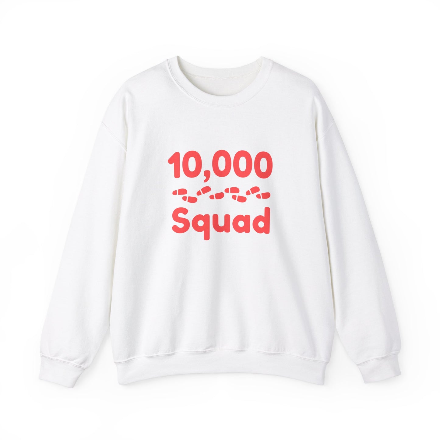 10,000 Steps Squad slogan women's sweatshirt, for walking 10,000 steps a day, keeping active, outdoor fitness, exercise, well-being statement top