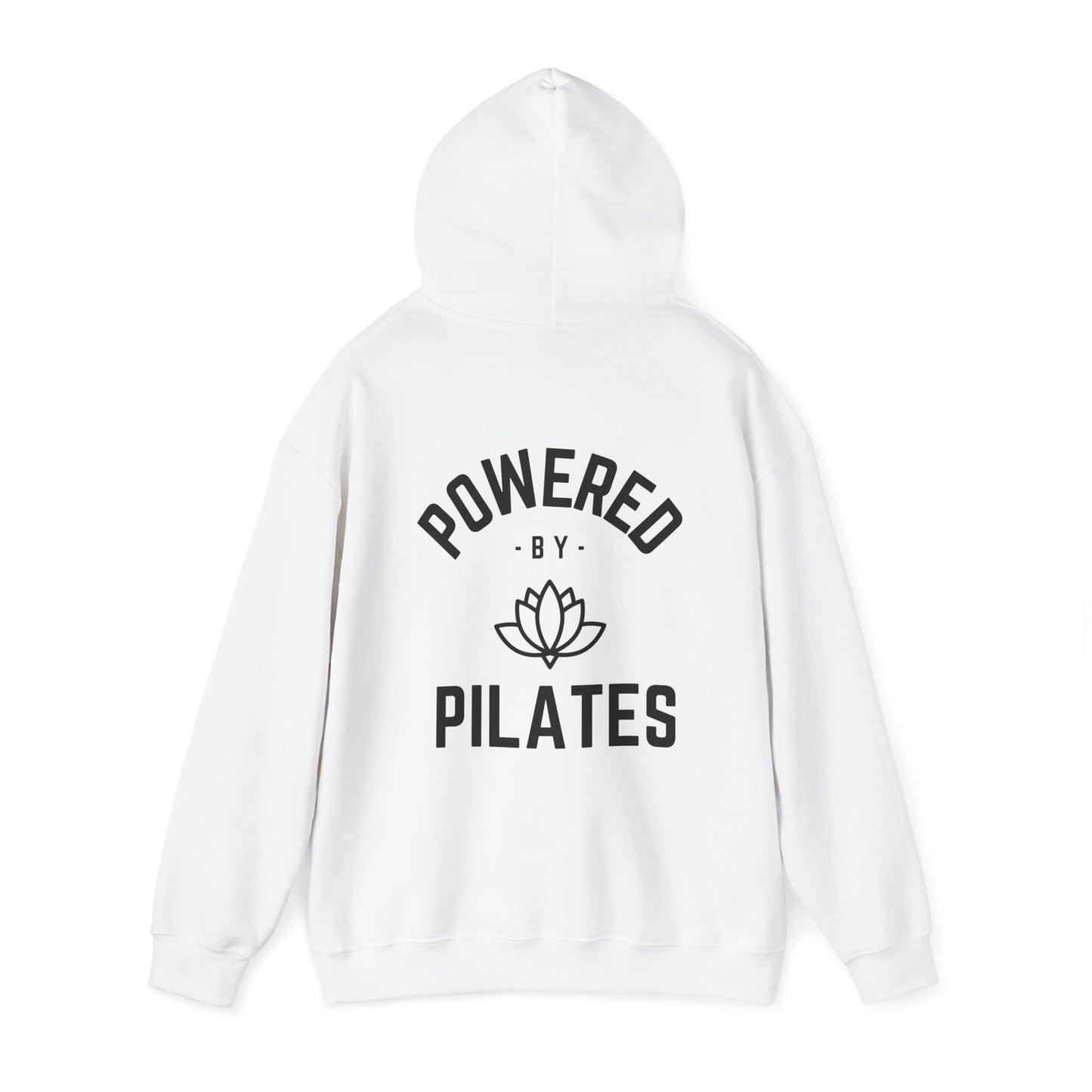 Powered by Pilates Yoga Slogan hoodie, for pilates, yoga, fitness, well-being, wellness, mindfulness, bold, activewear, athleisure, statement hoodie