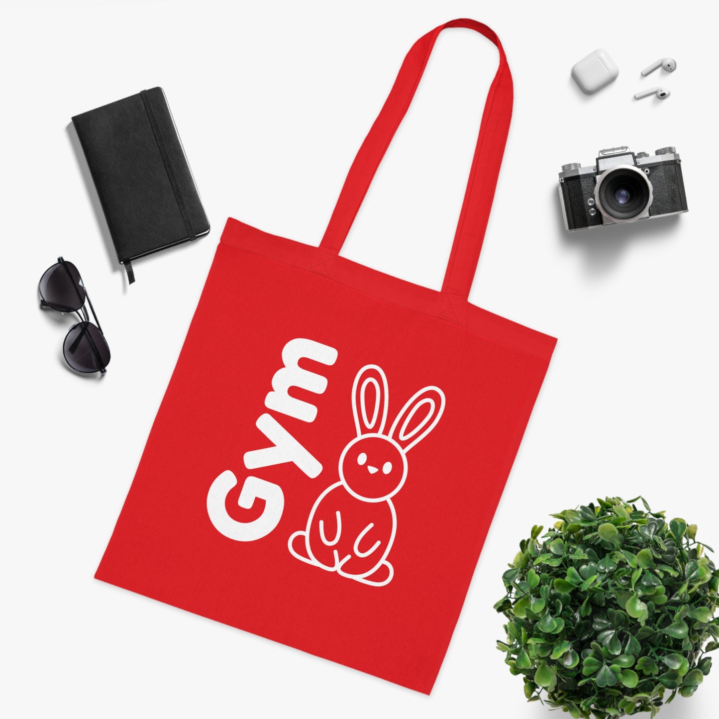Gym Bunny slogan cotton tote bag, fitness, gym, workout, active lifestyle, bold, fun, quirky, cute, athleisure, statement bag