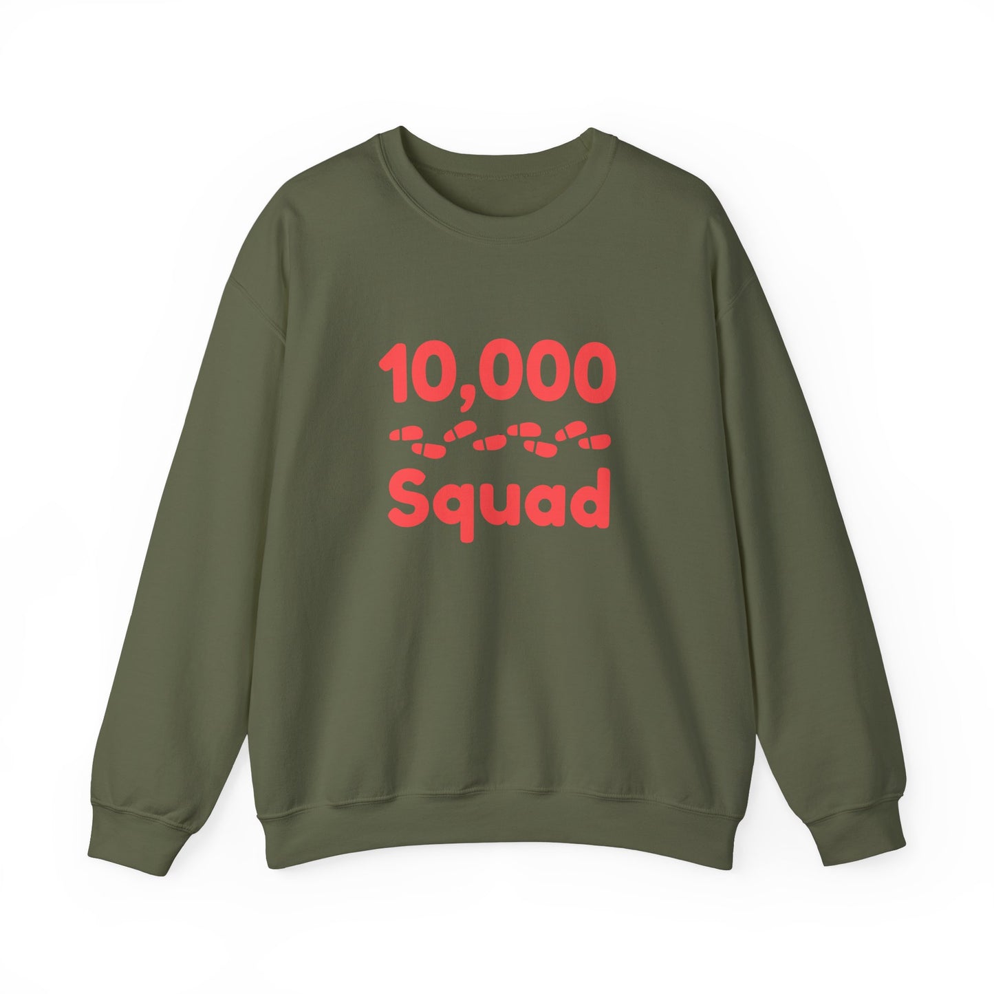 10,000 Steps Squad slogan women's sweatshirt, for walking 10,000 steps a day, keeping active, outdoor fitness, exercise, well-being statement top
