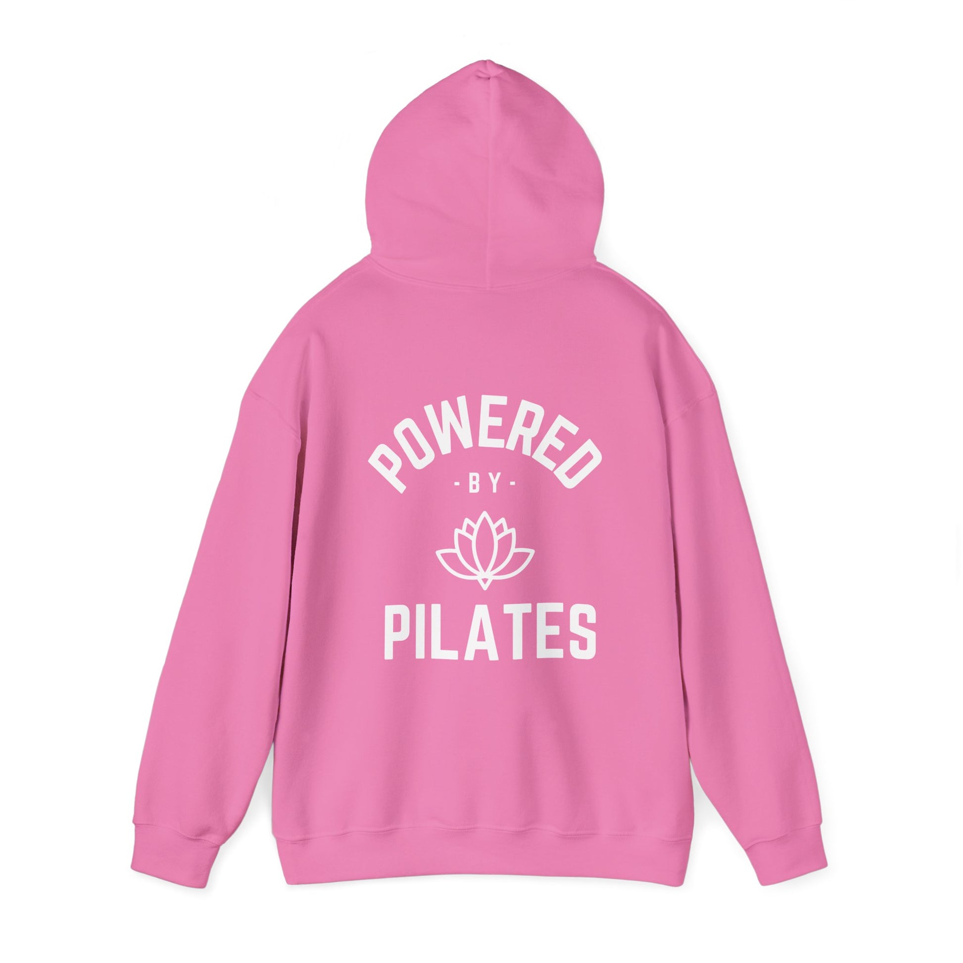 Powered by Pilates Yoga Slogan hoodie, for pilates, yoga, fitness, well-being, wellness, mindfulness, bold, activewear, athleisure, statement hoodie
