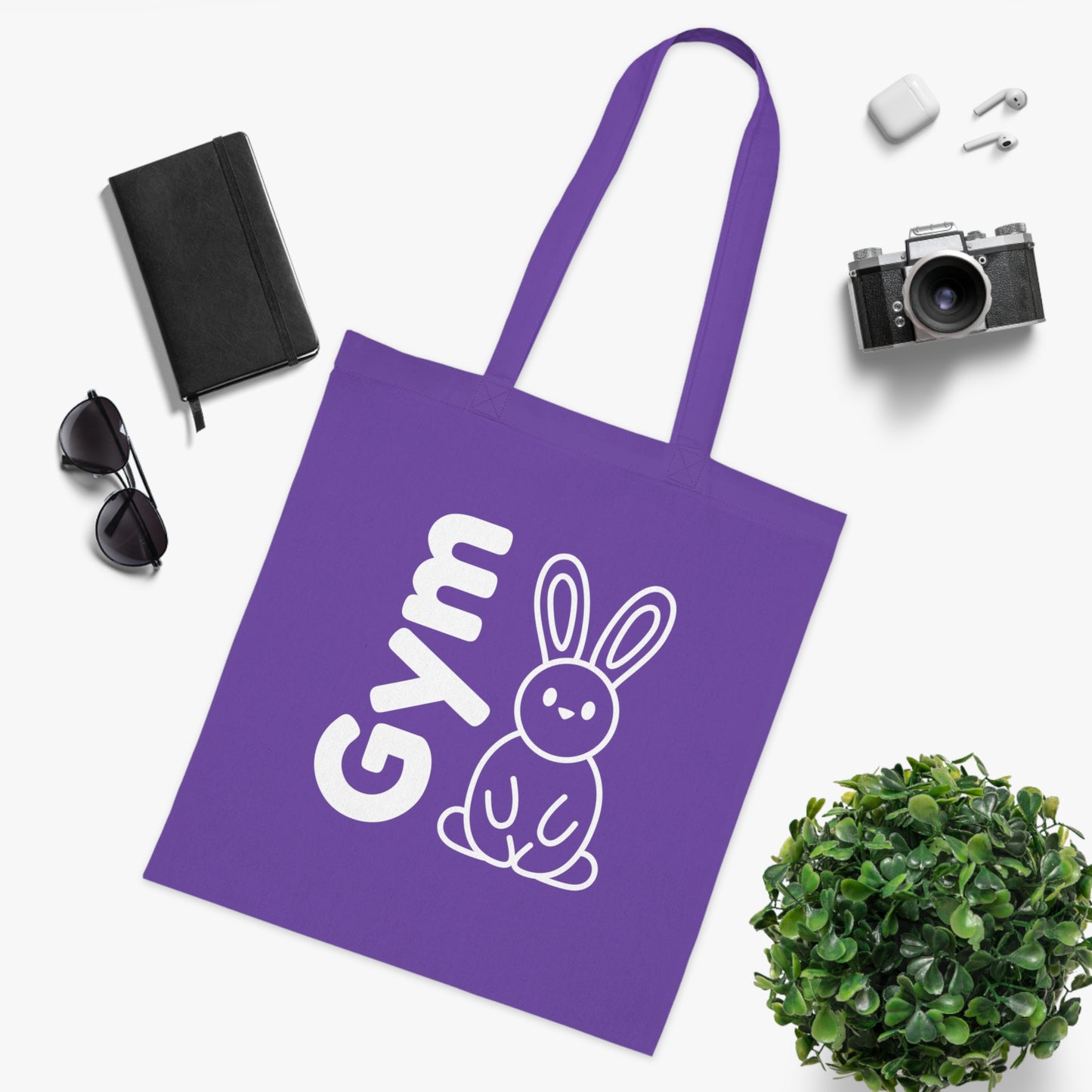 Gym Bunny slogan cotton tote bag, fitness, gym, workout, active lifestyle, bold, fun, quirky, cute, athleisure, statement bag