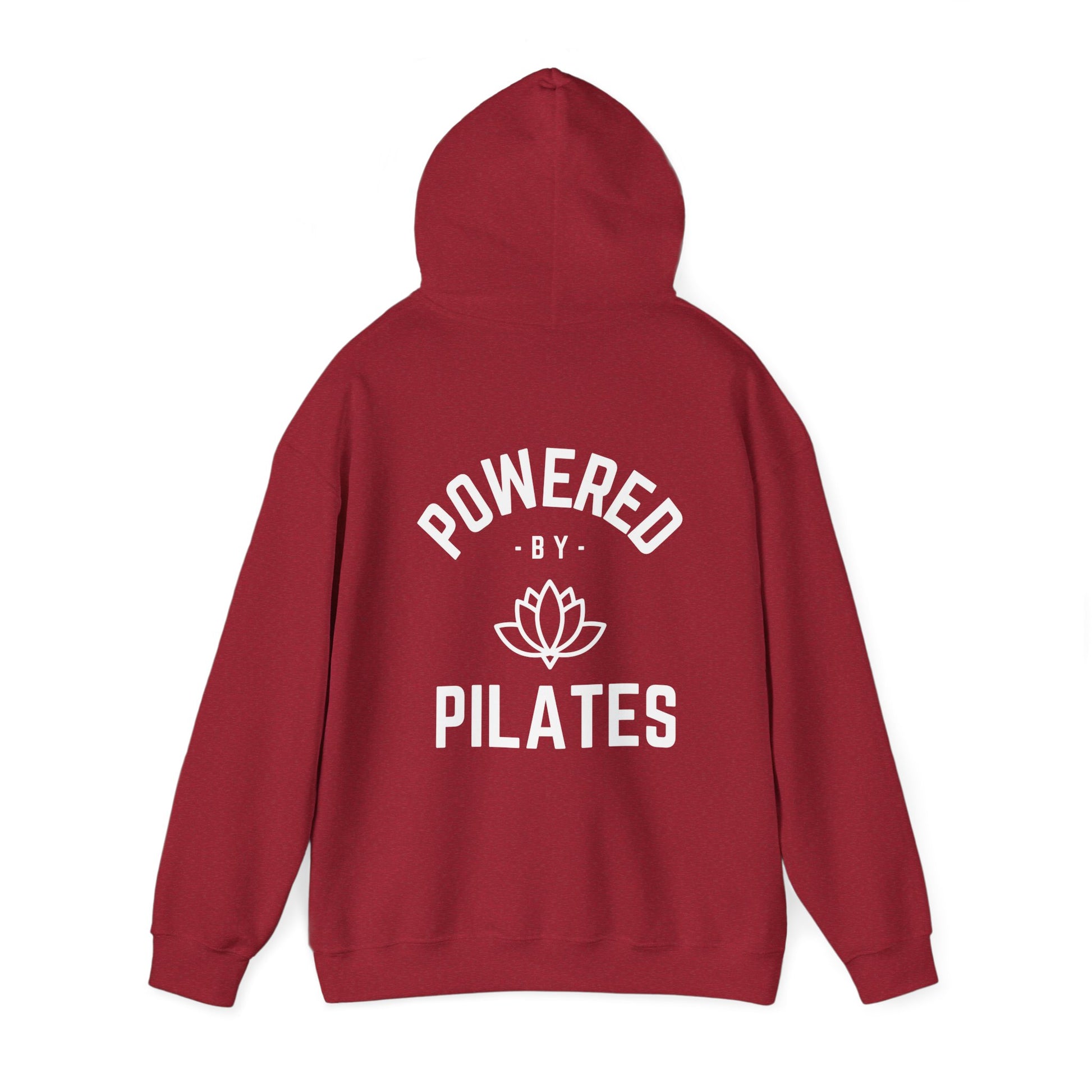 Powered by Pilates Yoga Slogan hoodie, for pilates, yoga, fitness, well-being, wellness, mindfulness, bold, activewear, athleisure, statement hoodie