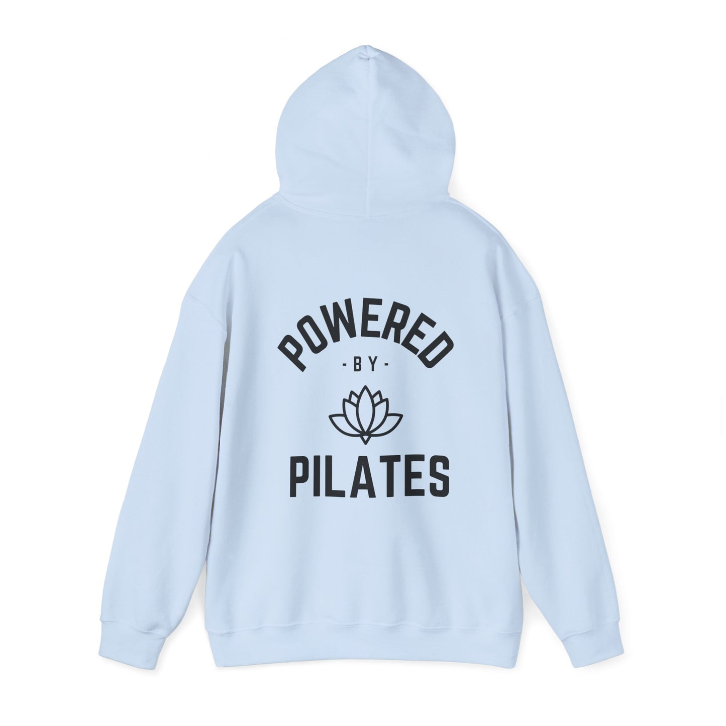 Powered by Pilates Yoga Slogan hoodie, for pilates, yoga, fitness, well-being, wellness, mindfulness, bold, activewear, athleisure, statement hoodie