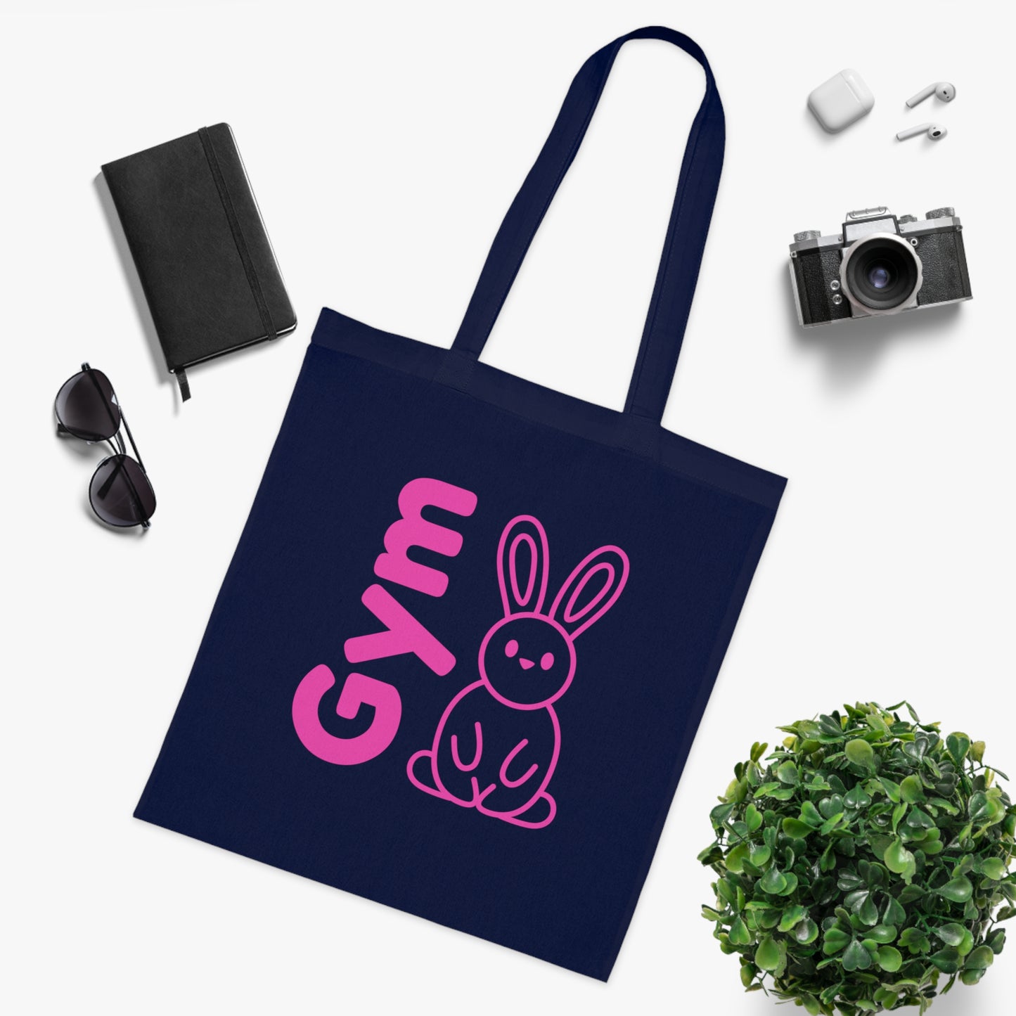 Gym Bunny slogan cotton tote bag, fitness, gym, workout, active lifestyle, bold, fun, quirky, cute, athleisure, statement bag