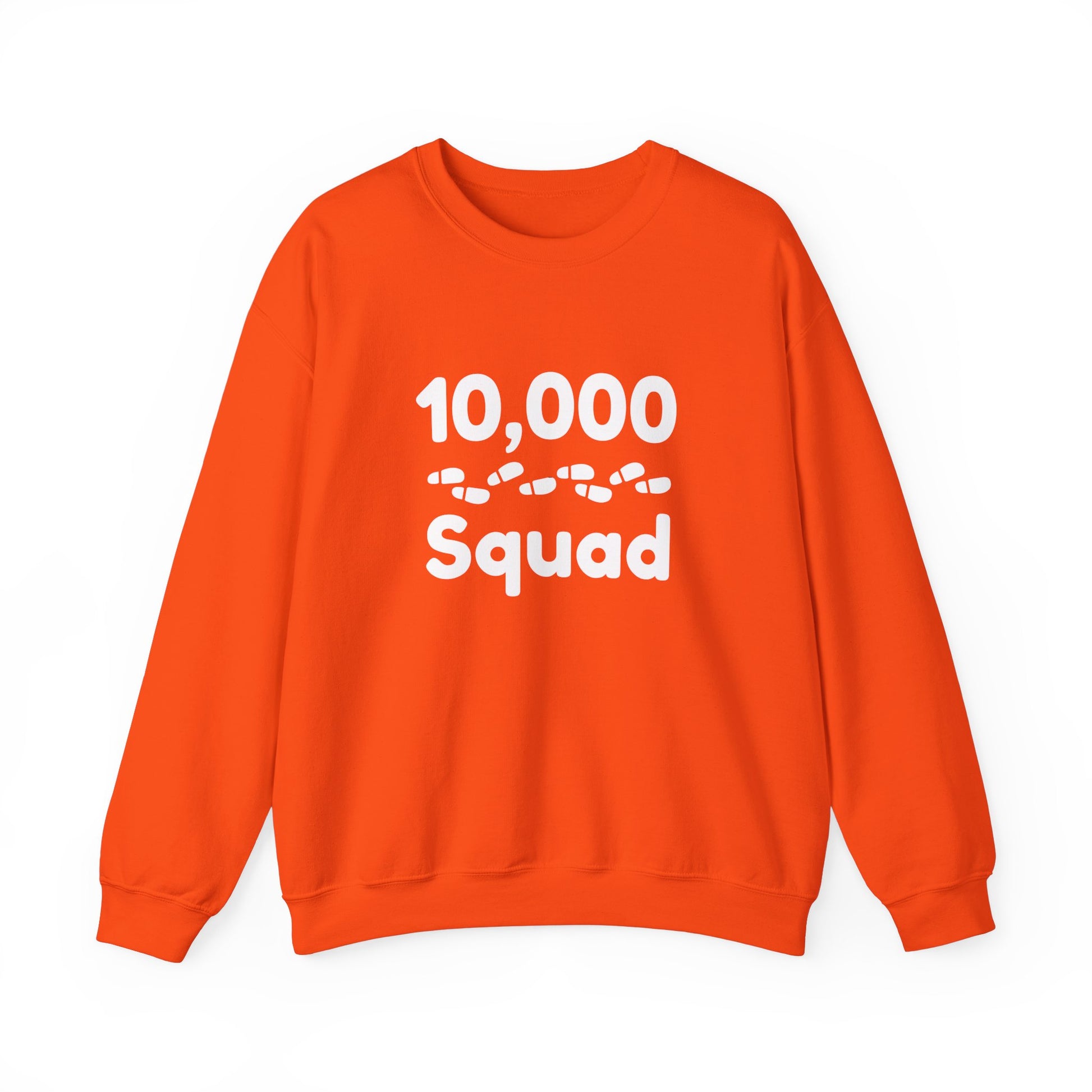 10,000 Steps Squad slogan women's sweatshirt, for walking 10,000 steps a day, keeping active, outdoor fitness, exercise, well-being statement top