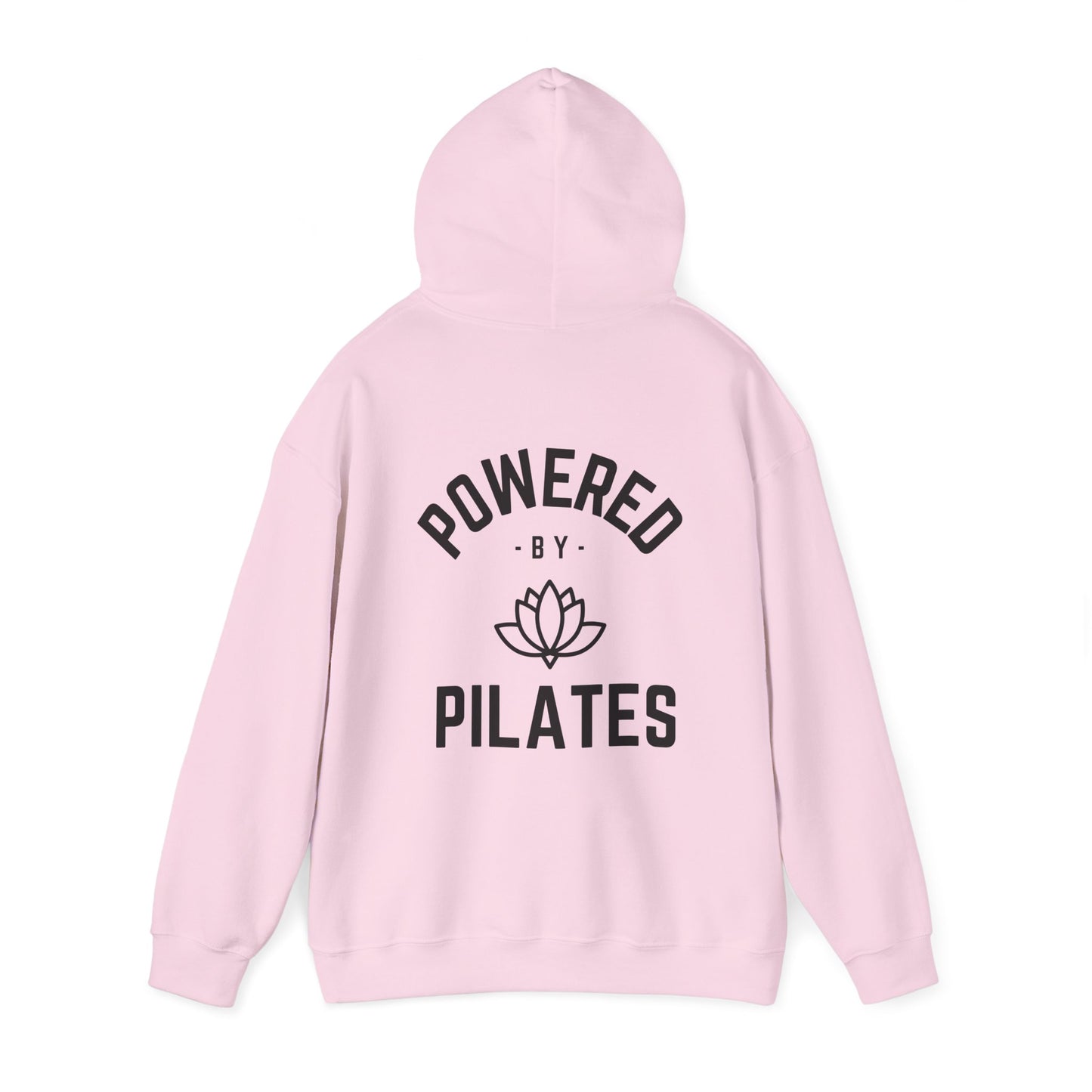Powered by Pilates Yoga Slogan hoodie, for pilates, yoga, fitness, well-being, wellness, mindfulness, bold, activewear, athleisure, statement hoodie