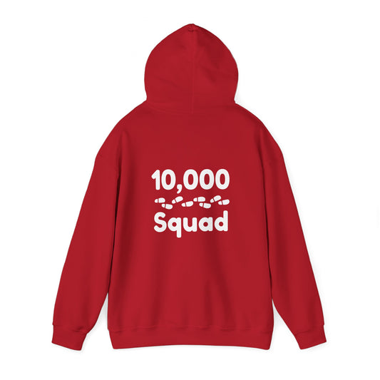 10,000 Steps Squad slogan women's, hoodie, for walking 10,000 steps a day, keeping active, outdoor fitness, exercise, well-being statement hoodie