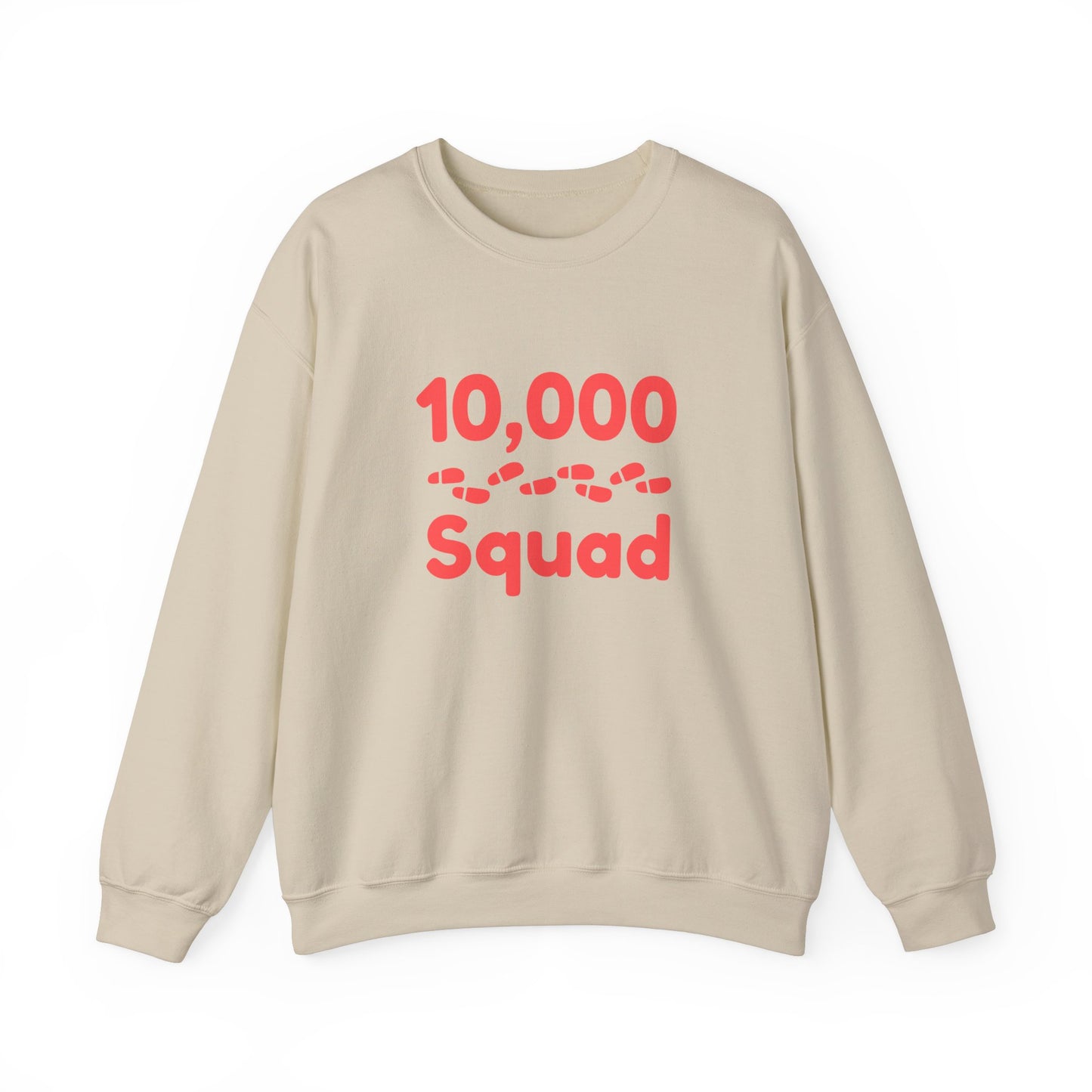 10,000 Steps Squad slogan women's sweatshirt, for walking 10,000 steps a day, keeping active, outdoor fitness, exercise, well-being statement top