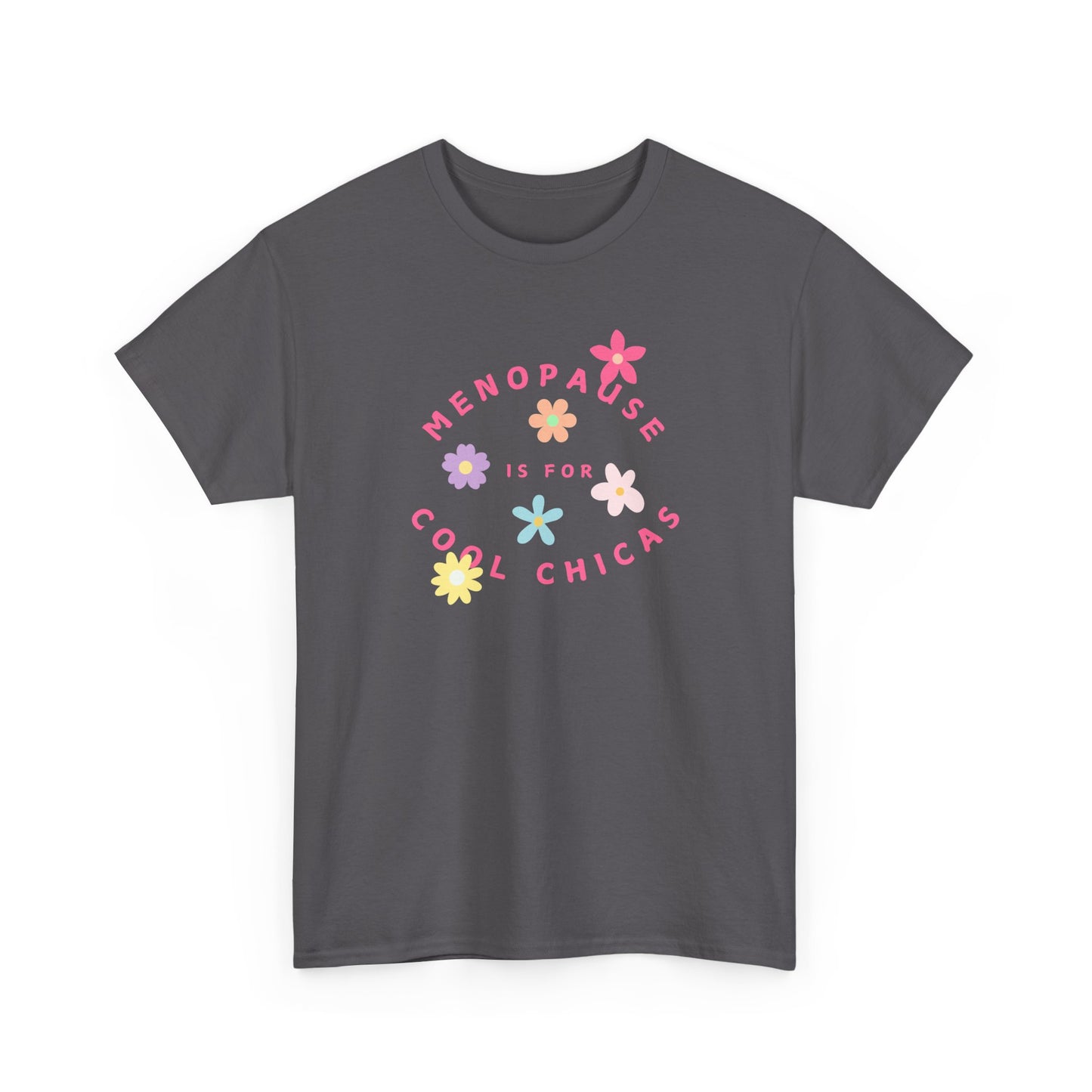 Menopause is for Cool Chicas slogan t-shirt, quirky, fun, empowering, age positive, bold, statement t-shirt, gift for peri-menopausal, menopausal and mid-life women