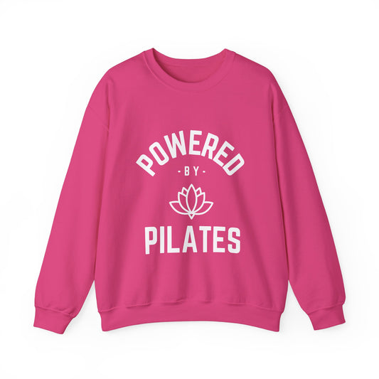 Powered by Pilates Yoga Slogan sweatshirt, for pilates, yoga, fitness, well-being, wellness, mindfulness, bold, activewear, athleisure, statement sweatshirt