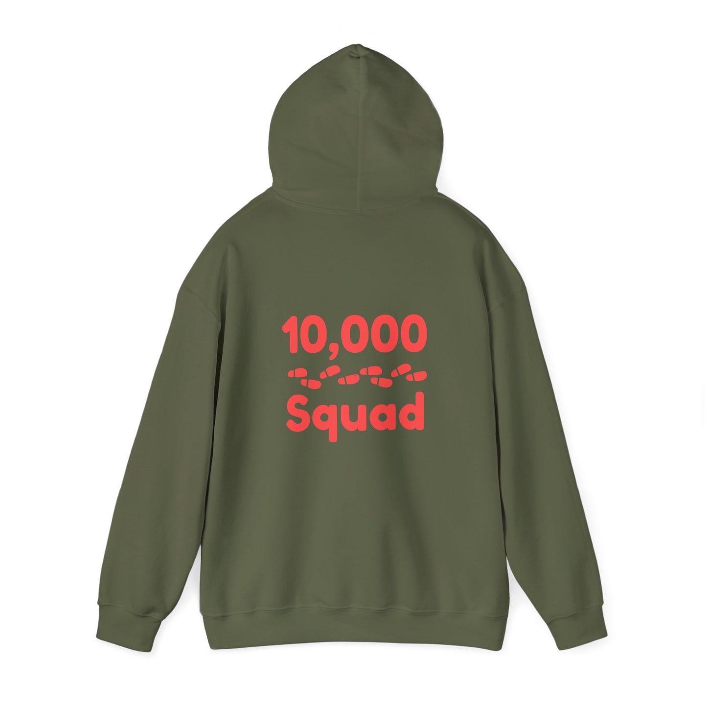 10,000 Steps Squad slogan women's, hoodie, for walking 10,000 steps a day, keeping active, outdoor fitness, exercise, well-being statement hoodie