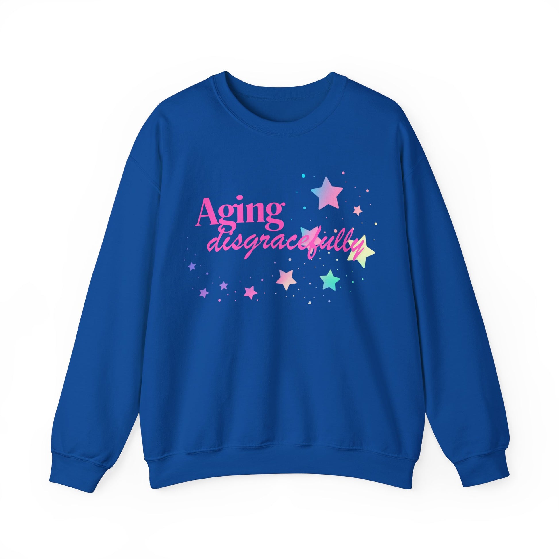 Aging Disgracefully slogan sweatshirt, fun, quirky, bold, age-positive statement top, gift for women embracing empowerment, freedom and confidence in midlife