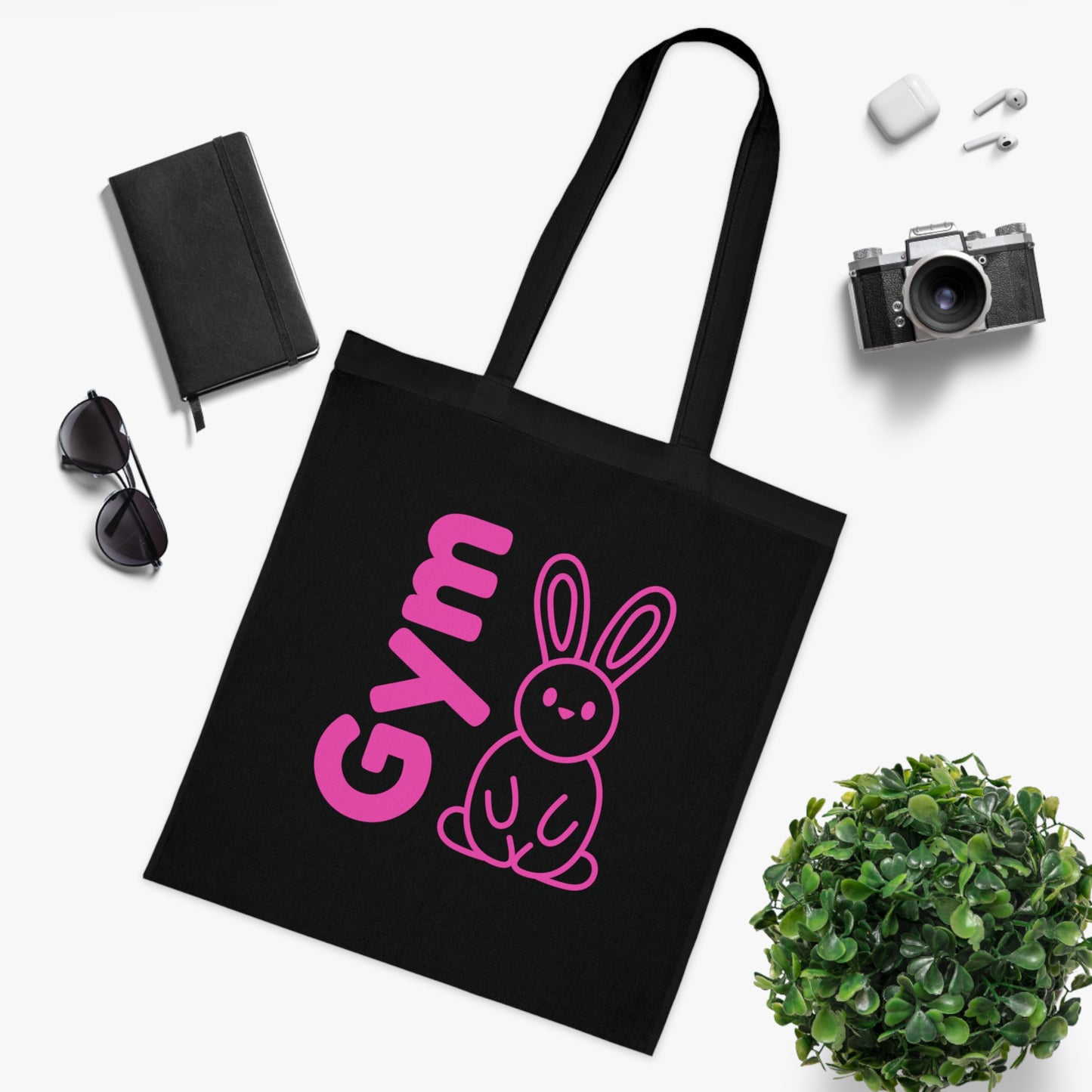 Gym Bunny slogan cotton tote bag, fitness, gym, workout, active lifestyle, bold, fun, quirky, cute, athleisure, statement bag
