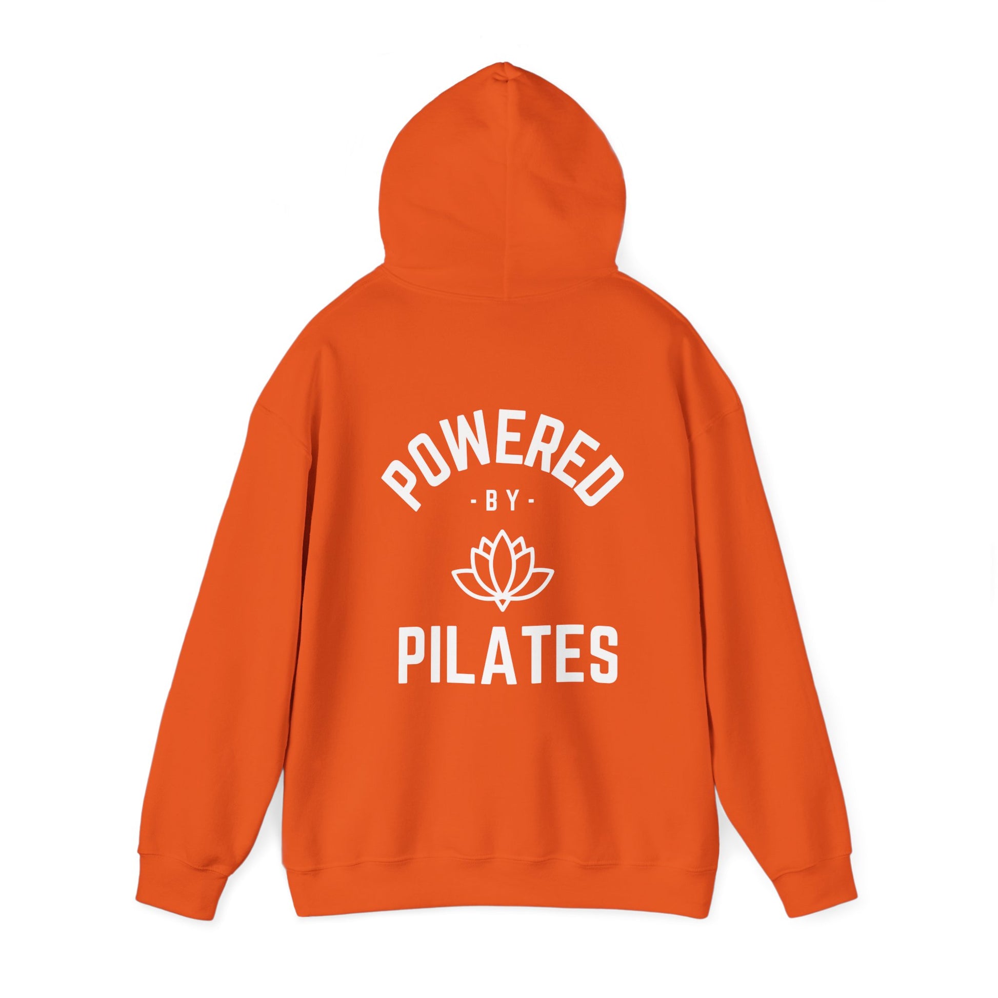 Powered by Pilates Yoga Slogan hoodie, for pilates, yoga, fitness, well-being, wellness, mindfulness, bold, activewear, athleisure, statement hoodie