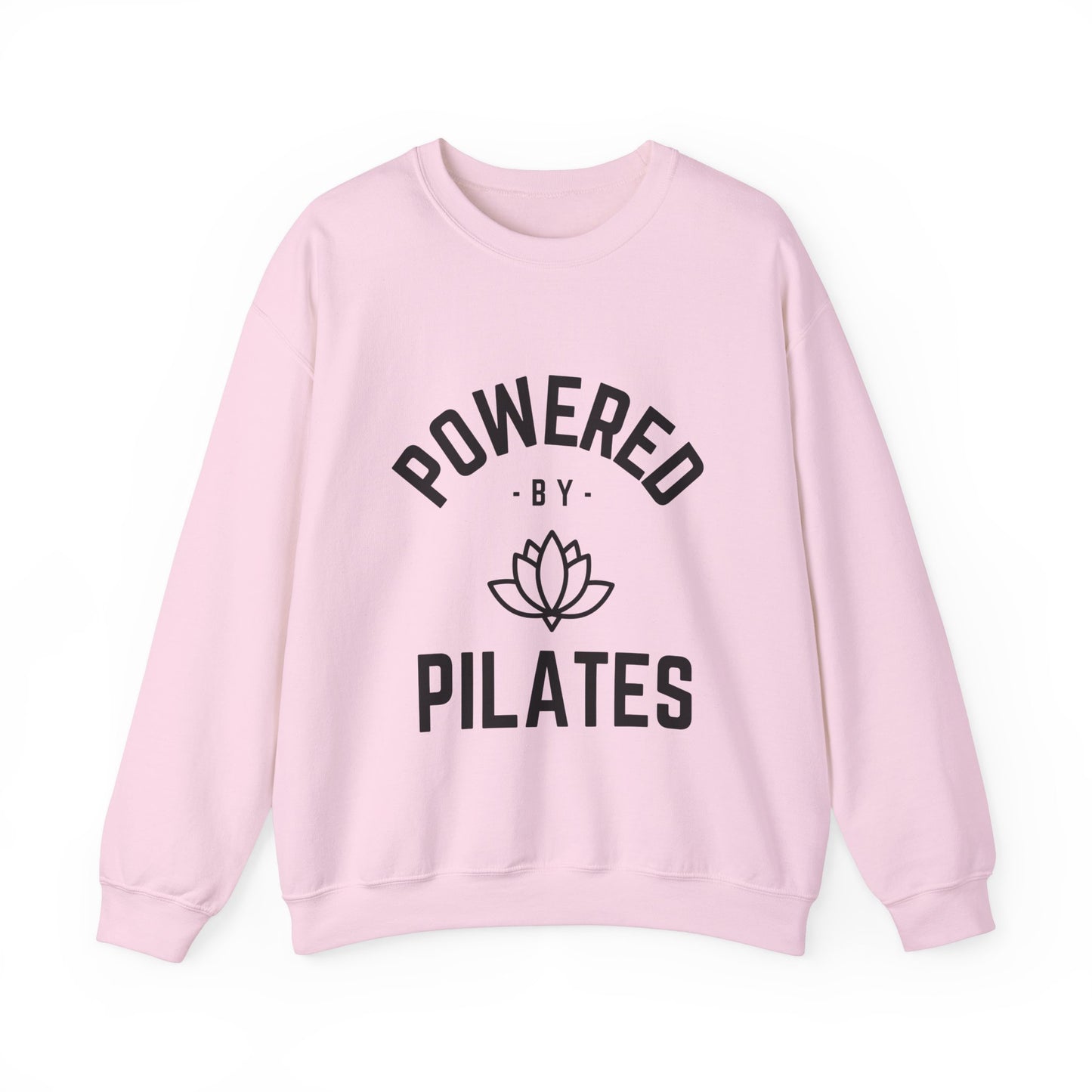 Powered by Pilates Yoga Slogan sweatshirt, for pilates, yoga, fitness, well-being, wellness, mindfulness, bold, activewear, athleisure, statement sweatshirt