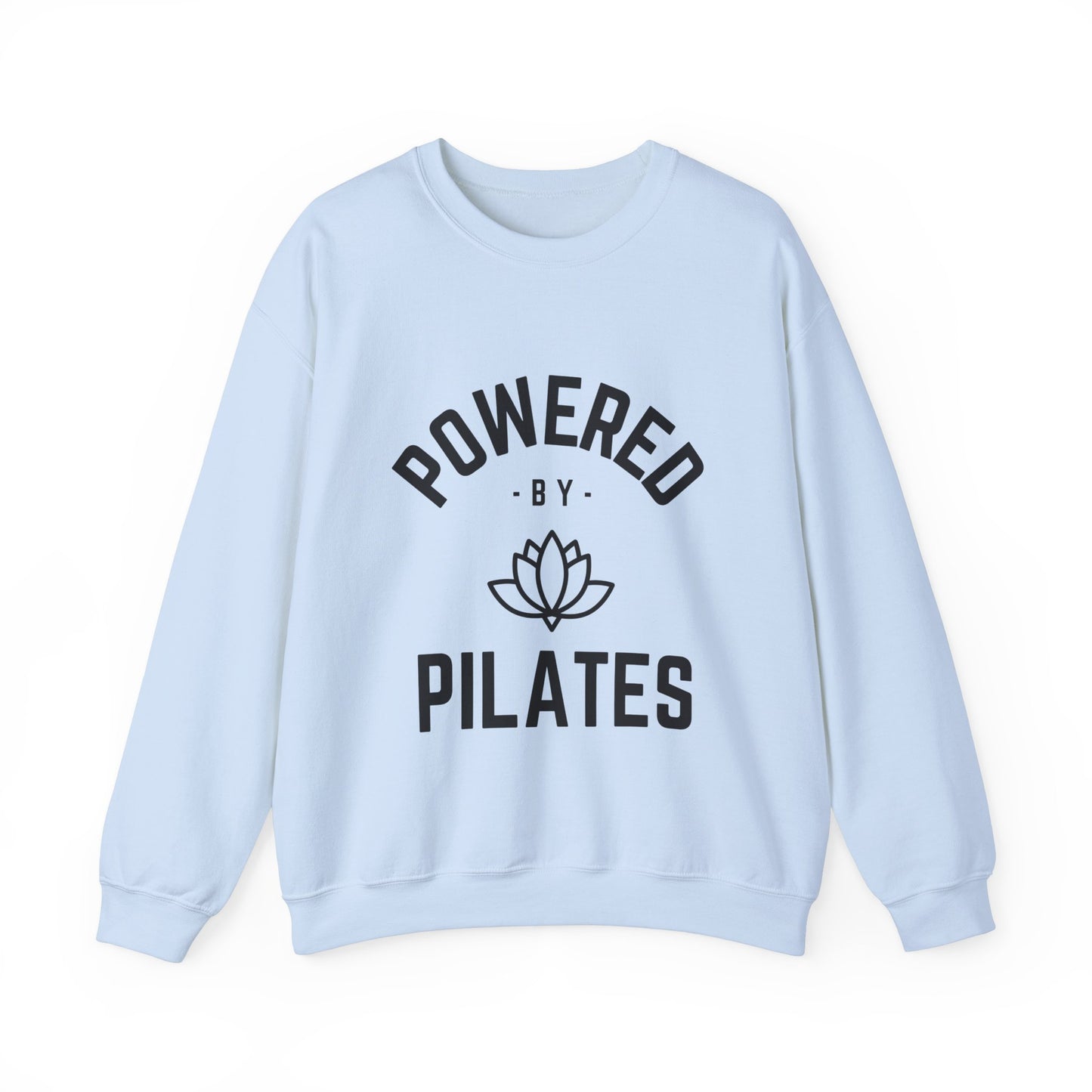 Powered by Pilates Yoga Slogan sweatshirt, for pilates, yoga, fitness, well-being, wellness, mindfulness, bold, activewear, athleisure, statement sweatshirt