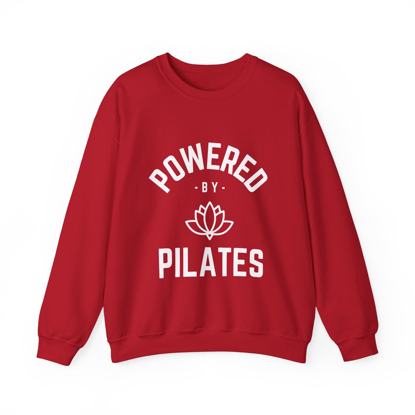 Powered by Pilates Yoga Slogan sweatshirt, for pilates, yoga, fitness, well-being, wellness, mindfulness, bold, activewear, athleisure, statement sweatshirt
