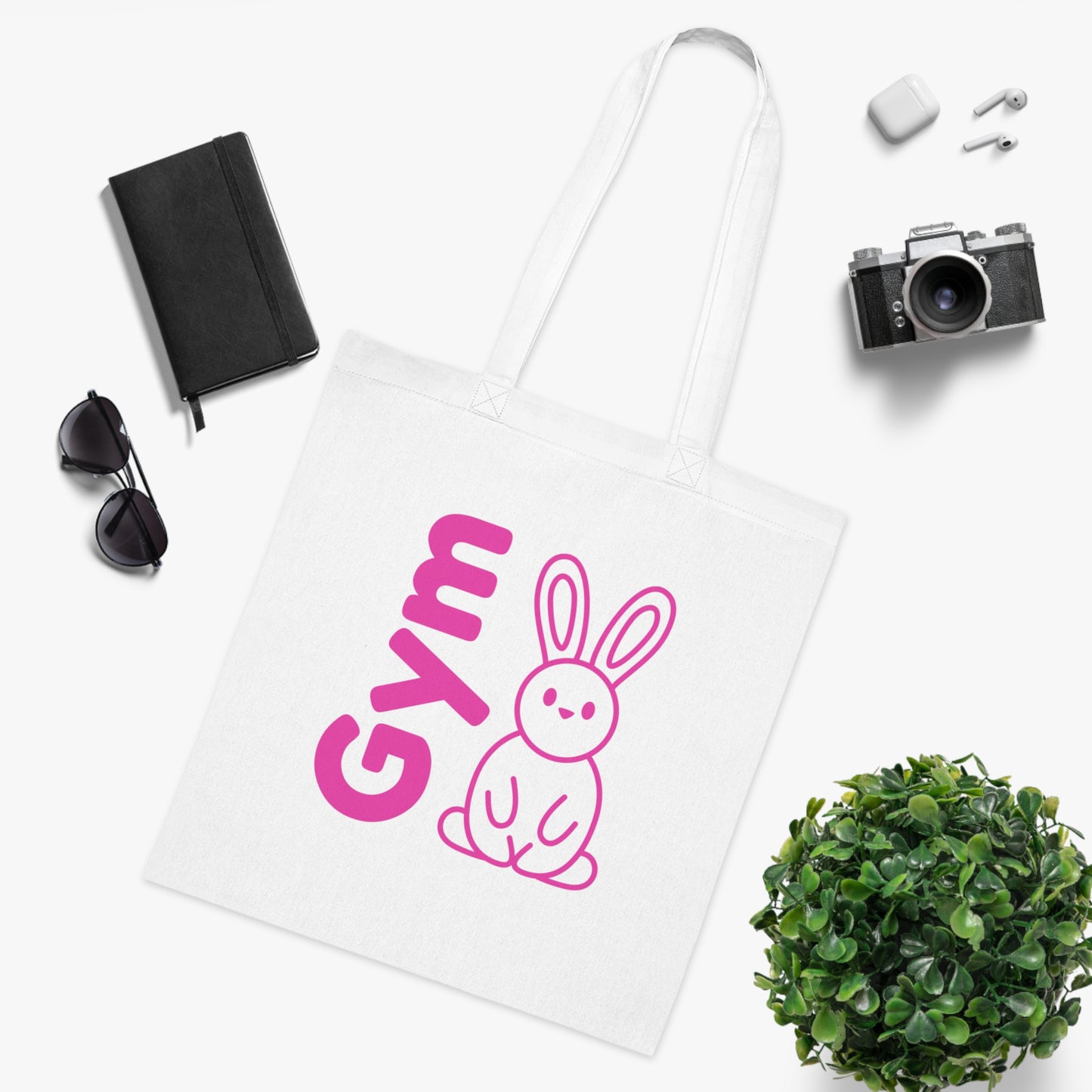 Gym Bunny slogan cotton tote bag, fitness, gym, workout, active lifestyle, bold, fun, quirky, cute, athleisure, statement bag
