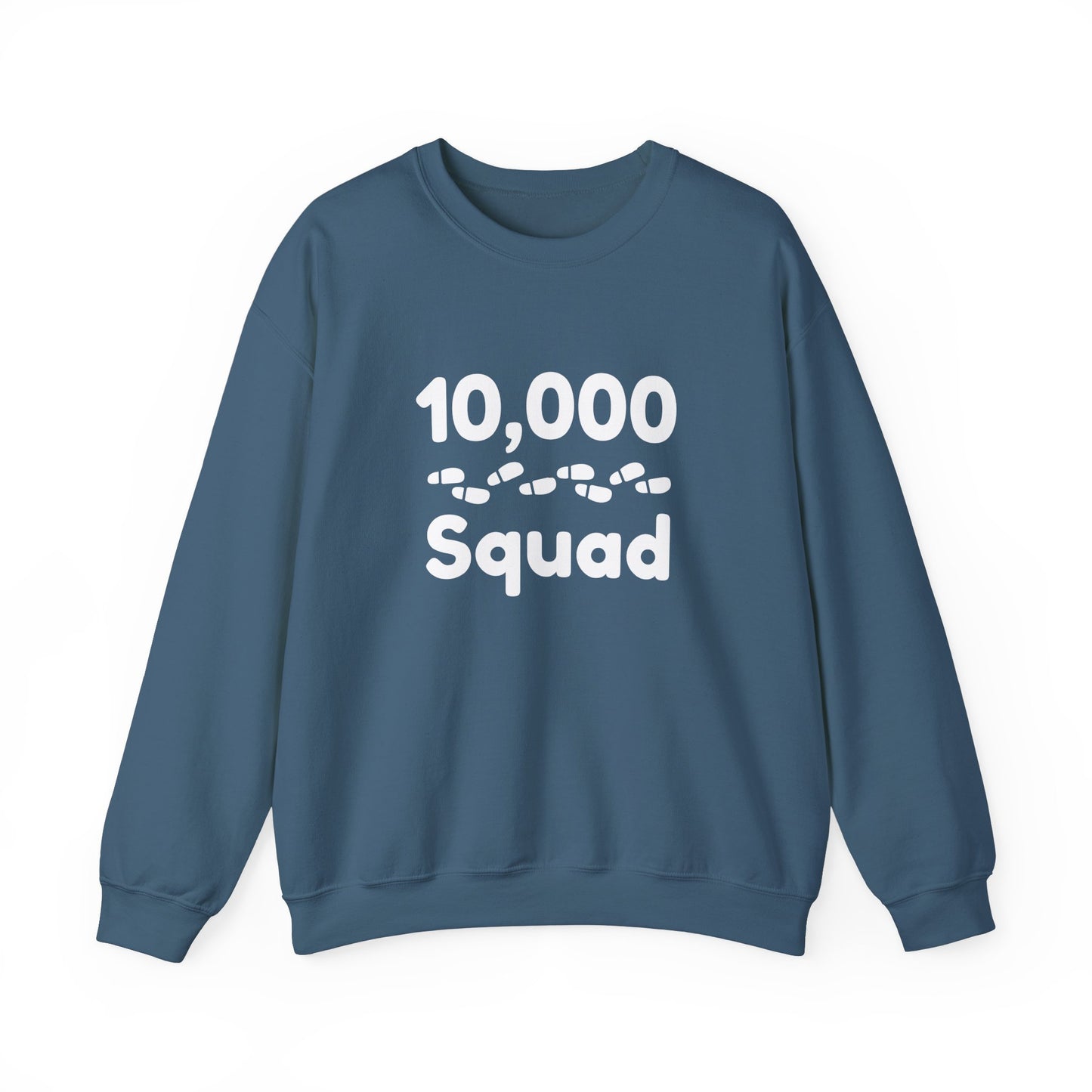 10,000 Steps Squad slogan women's sweatshirt, for walking 10,000 steps a day, keeping active, outdoor fitness, exercise, well-being statement top