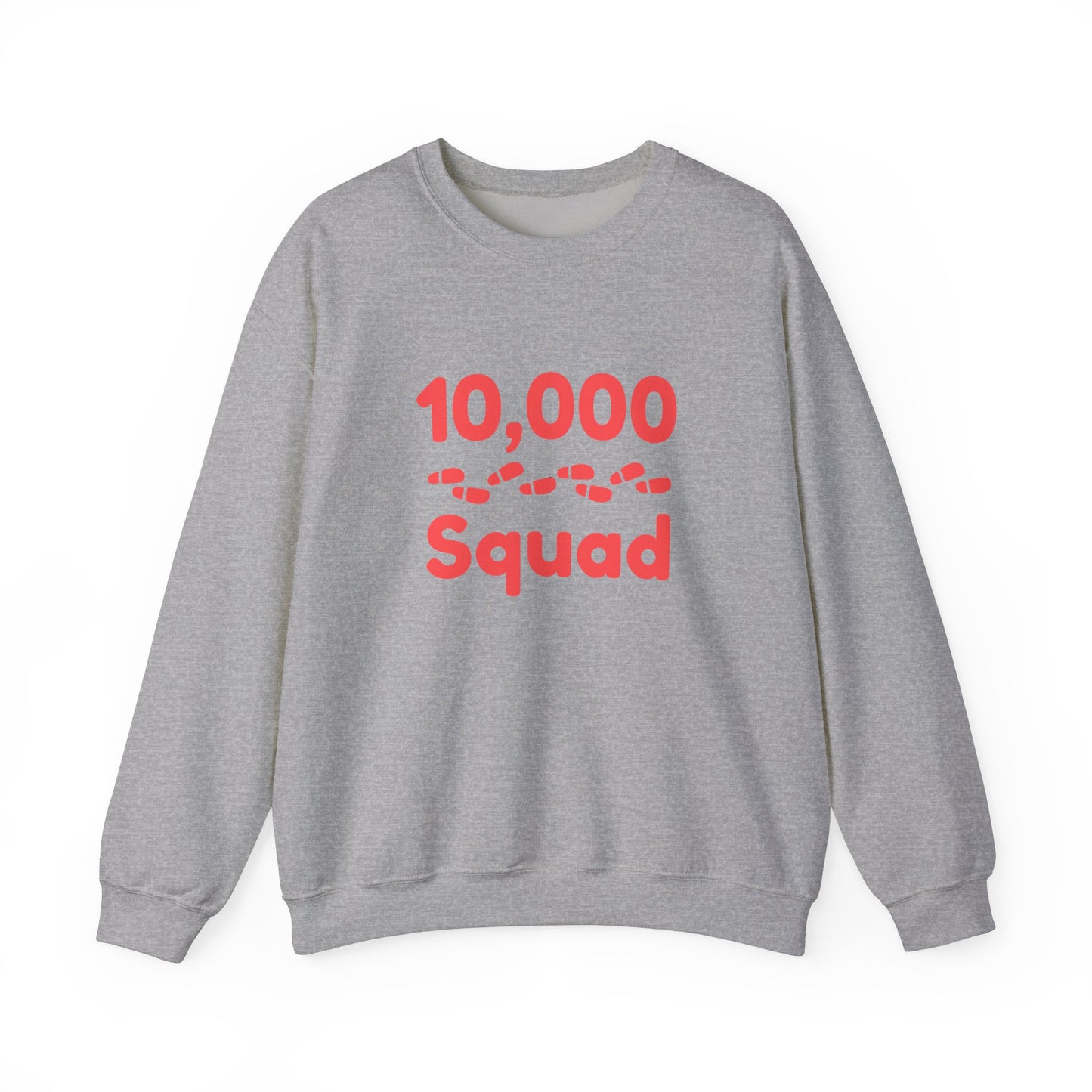 10,000 Steps Squad slogan women's sweatshirt, for walking 10,000 steps a day, keeping active, outdoor fitness, exercise, well-being statement top