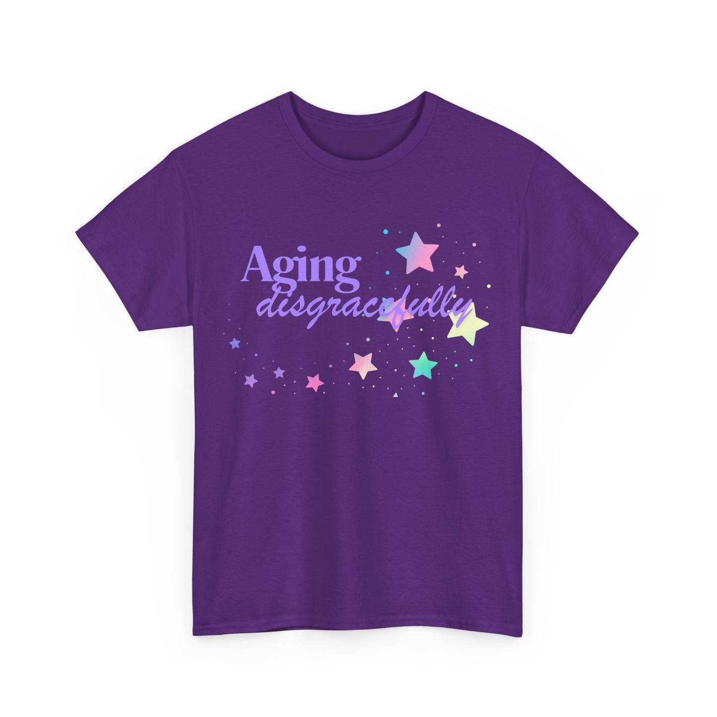 Aging Disgracefully slogan T-shirt, fun, quirky, bold, age-positive statement tee, gift for women embracing empowerment, freedom and confidence in midlife