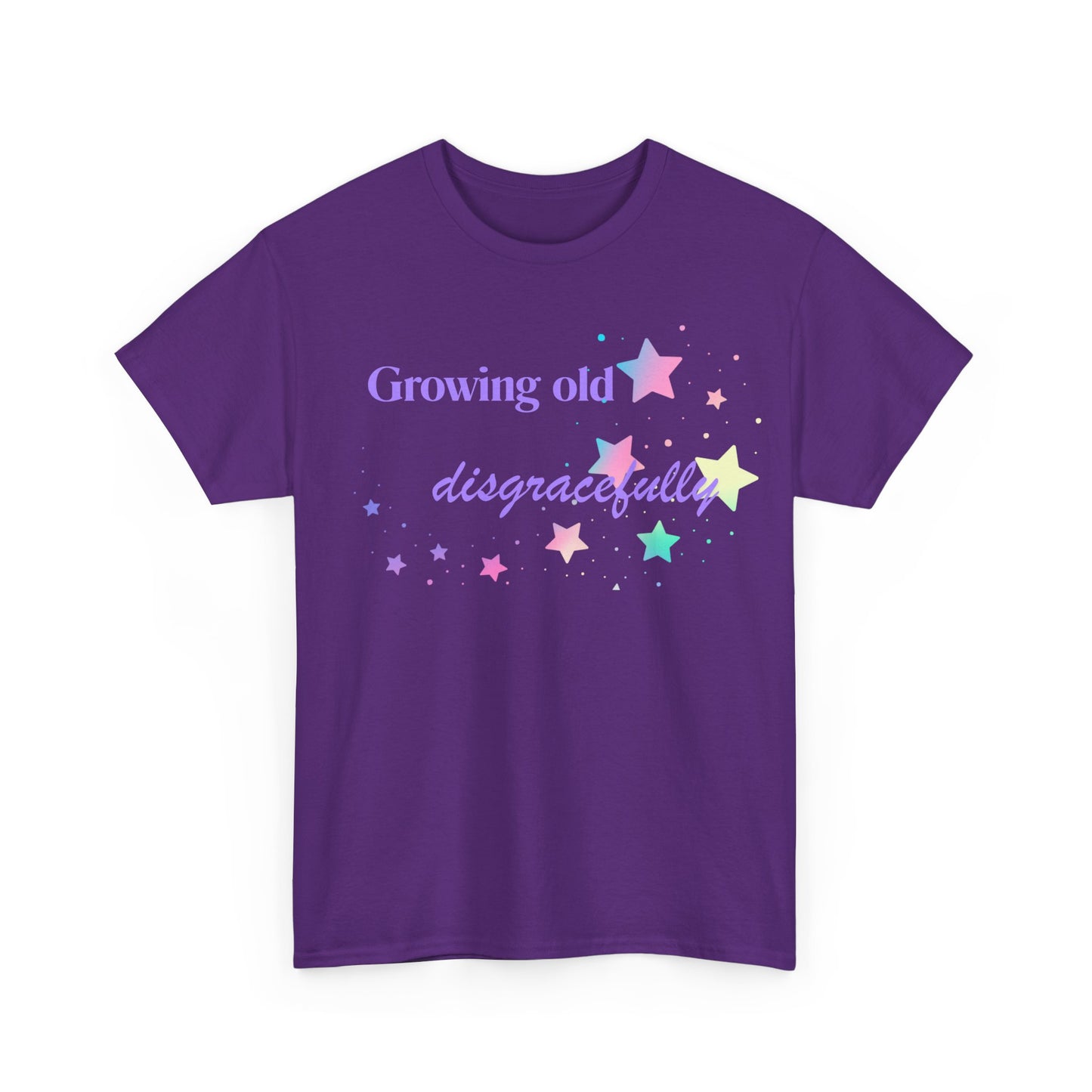 Growing Old Disgracefully slogan T-shirt, fun, quirky, bold, age-positive statement tee, gift for women embracing empowerment, freedom and confidence in midlife