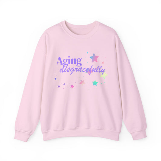 Aging Disgracefully slogan sweatshirt, fun, quirky, bold, age-positive statement top, gift for women embracing empowerment, freedom and confidence in midlife