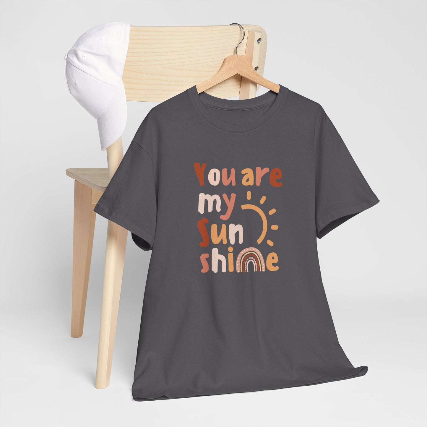 Fun and Bold You Are My Sunshine Slogan T-shirt, uplifting, positive, happiness graphic statement tee, self-love and confidence fashion