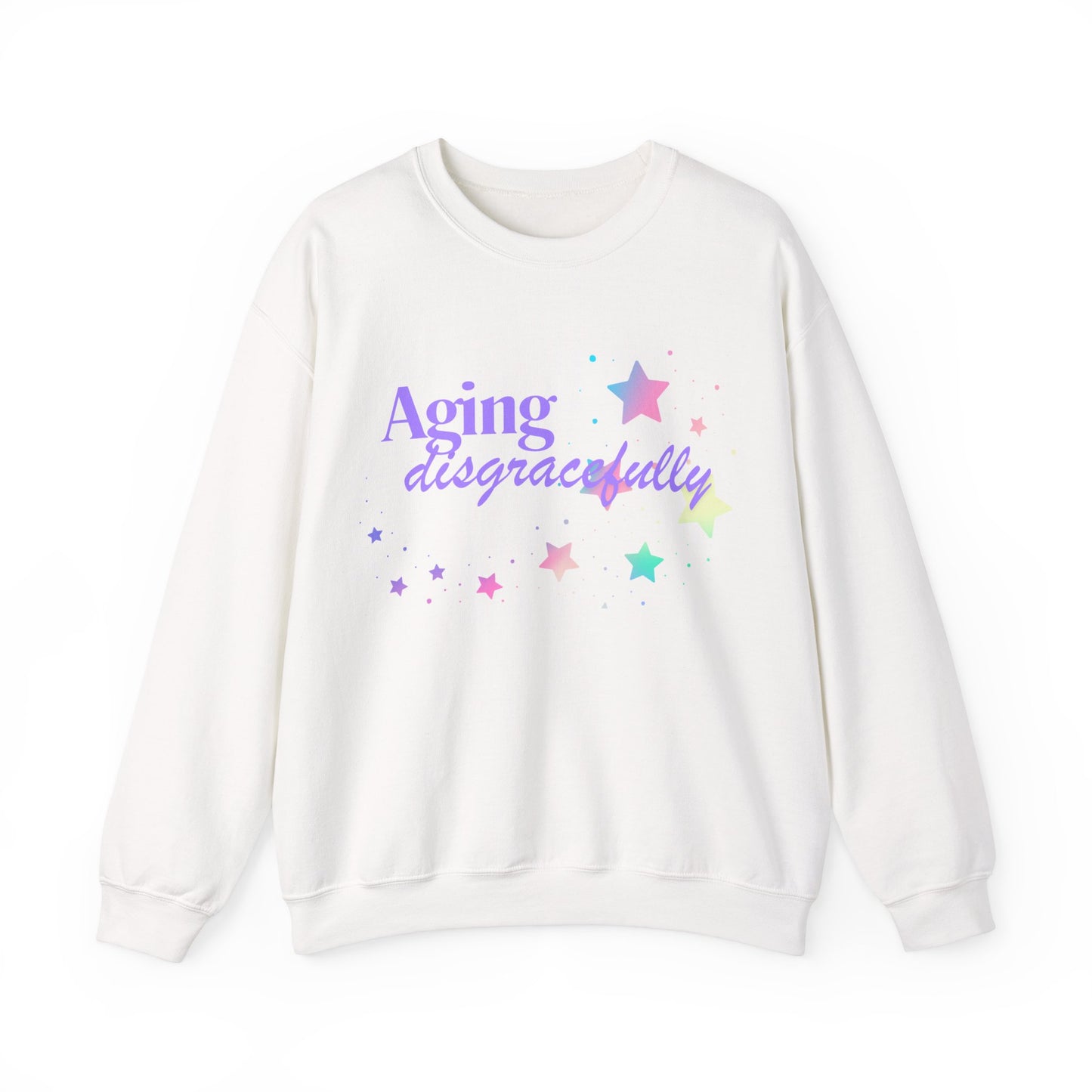 Aging Disgracefully slogan sweatshirt, fun, quirky, bold, age-positive statement top, gift for women embracing empowerment, freedom and confidence in midlife