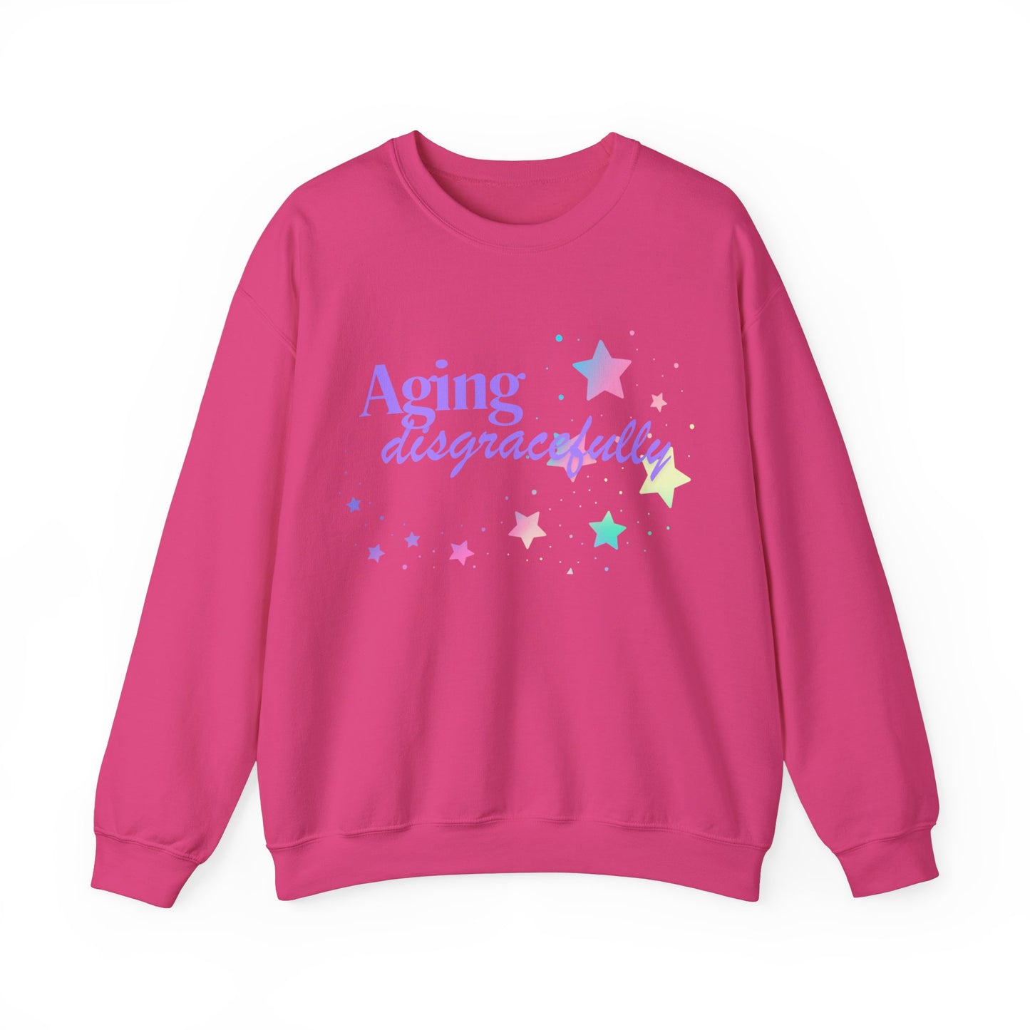 Aging Disgracefully slogan sweatshirt, fun, quirky, bold, age-positive statement top, gift for women embracing empowerment, freedom and confidence in midlife